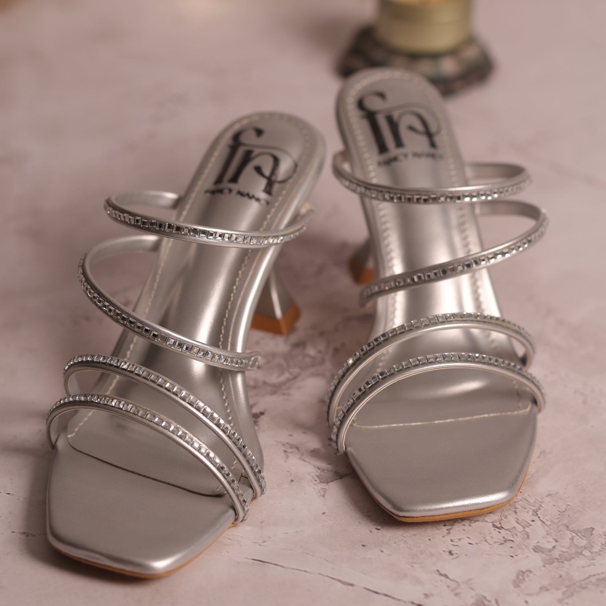 embellished strappy heels