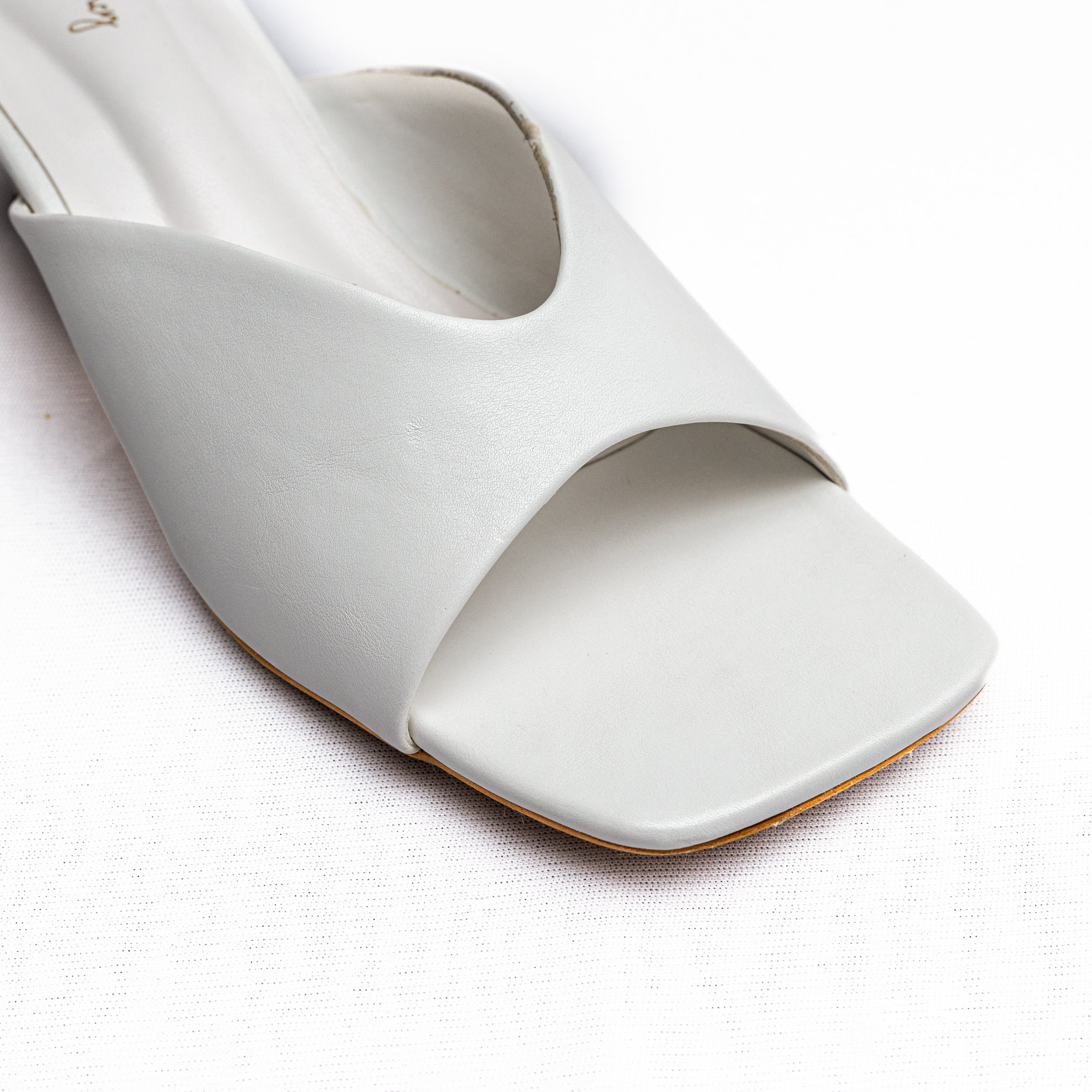 Open Toe Mules - White