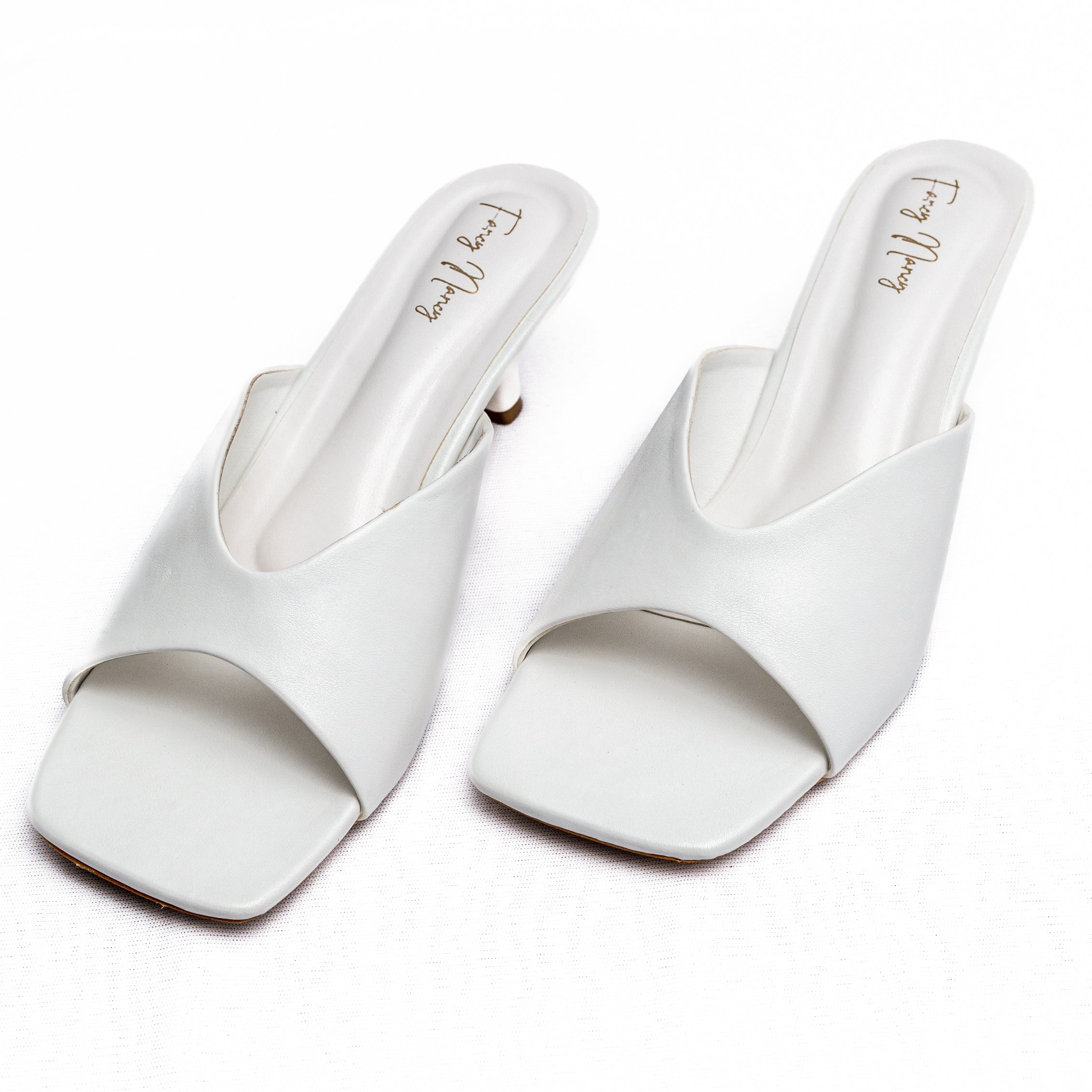 Open Toe Mules - White