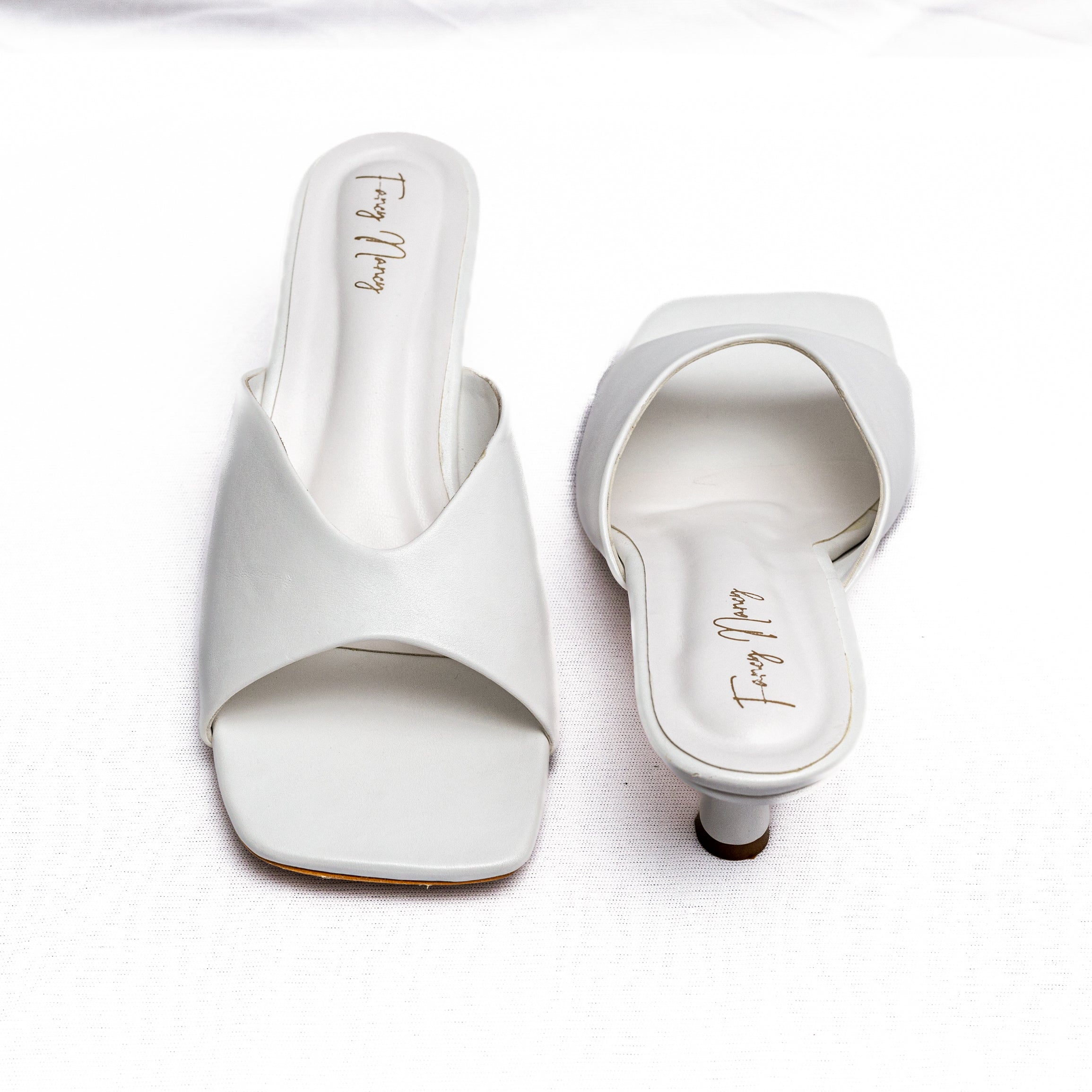 Open Toe Mules - White