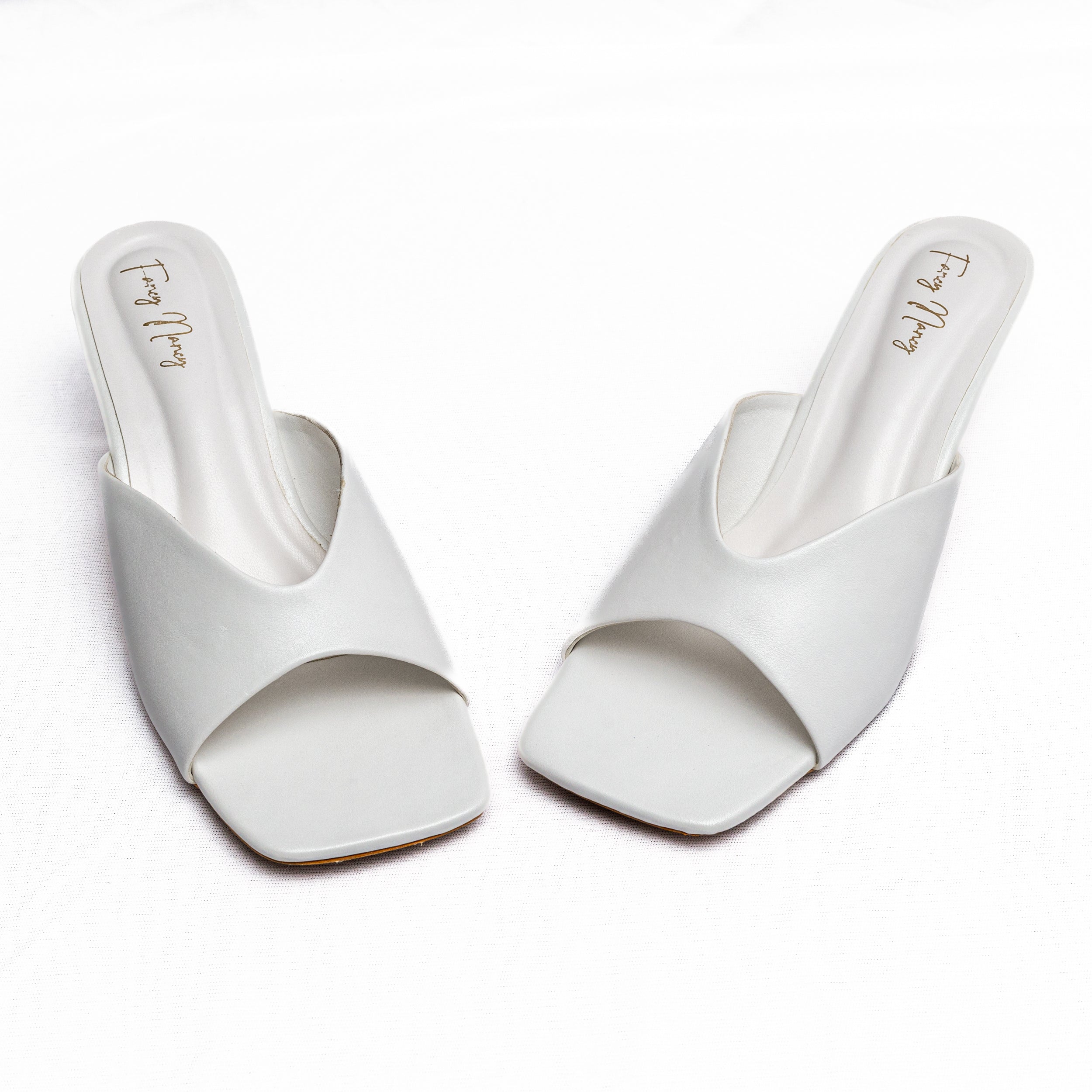 Open Toe Mules - White