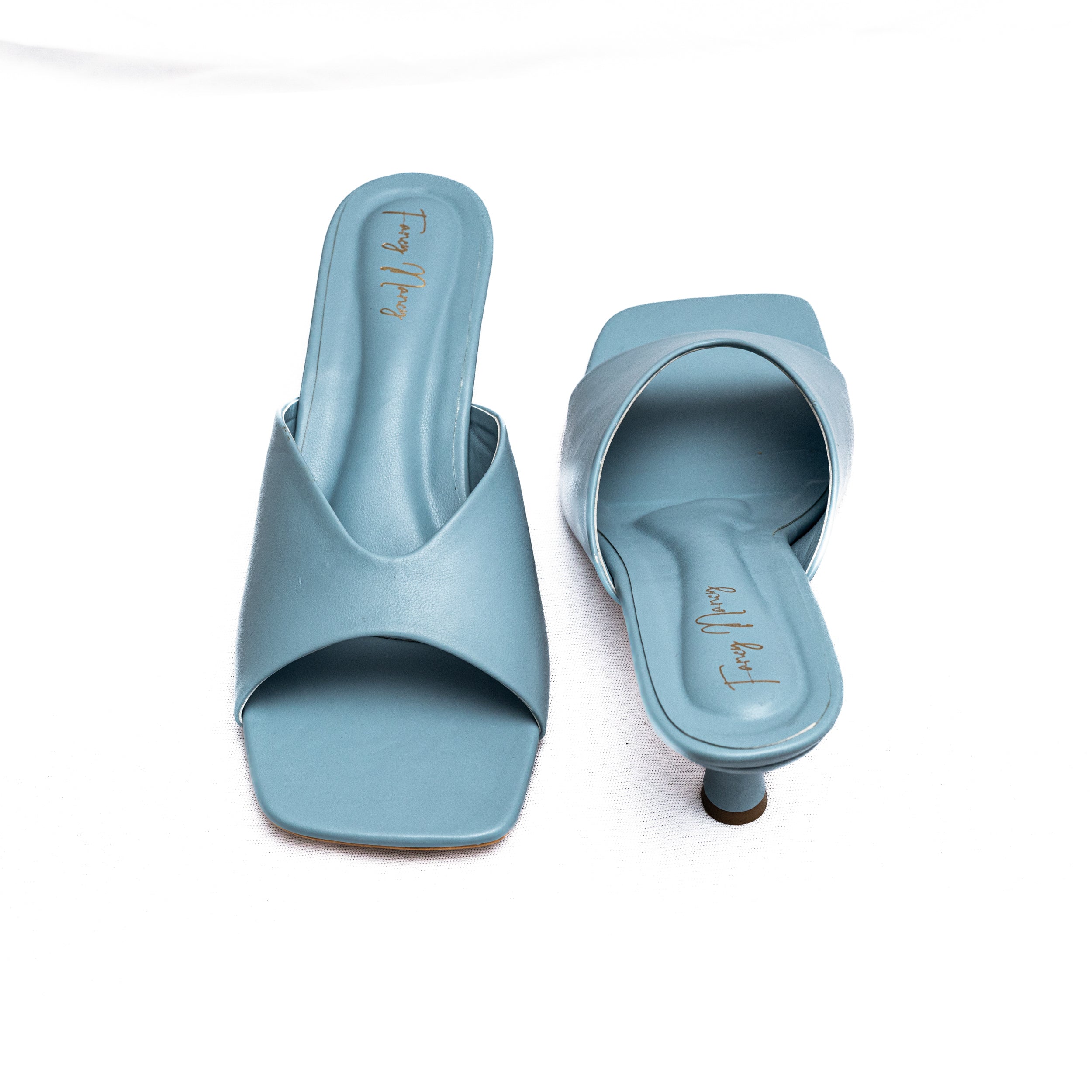 Open Toe Mules - Blue