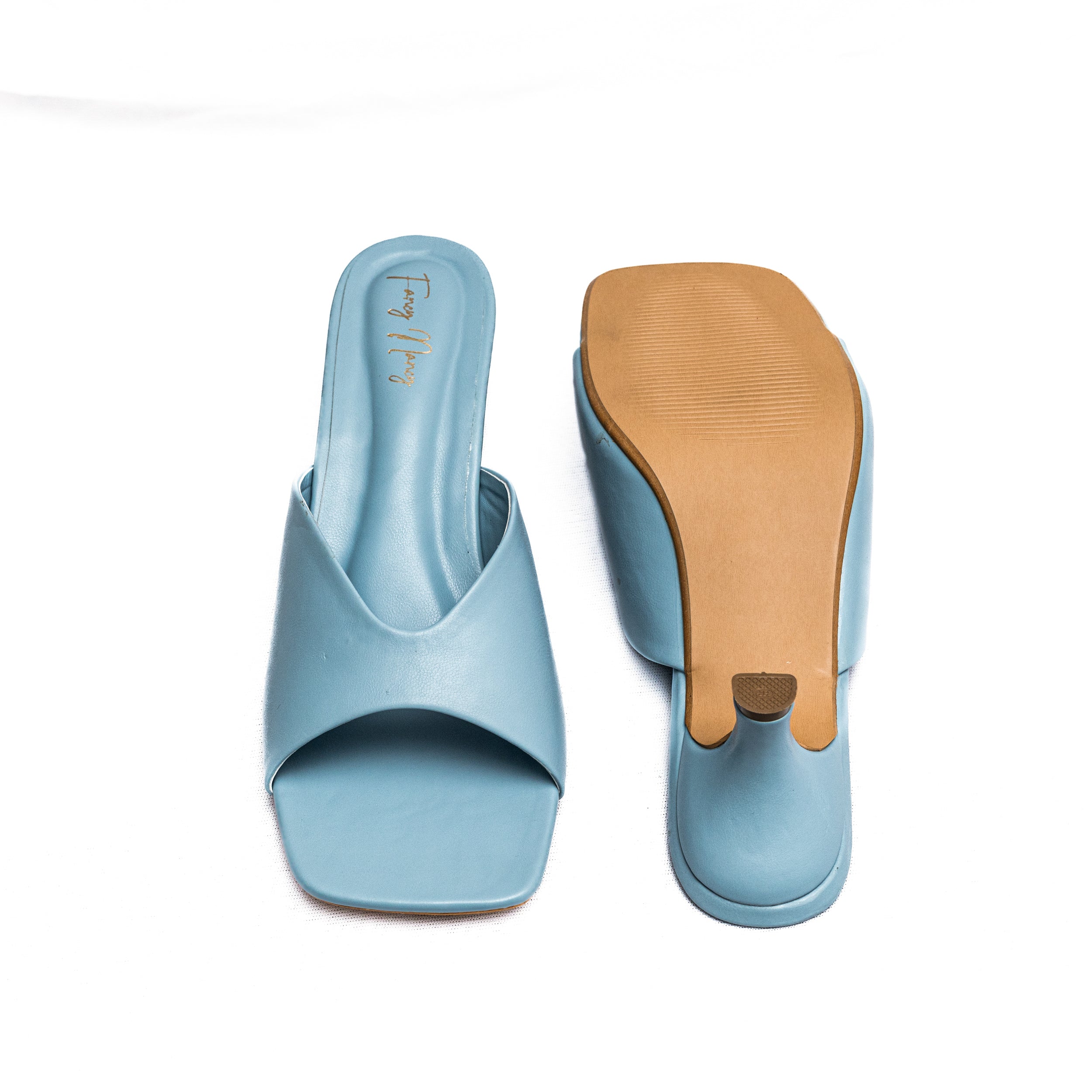 Open Toe Mules - Blue