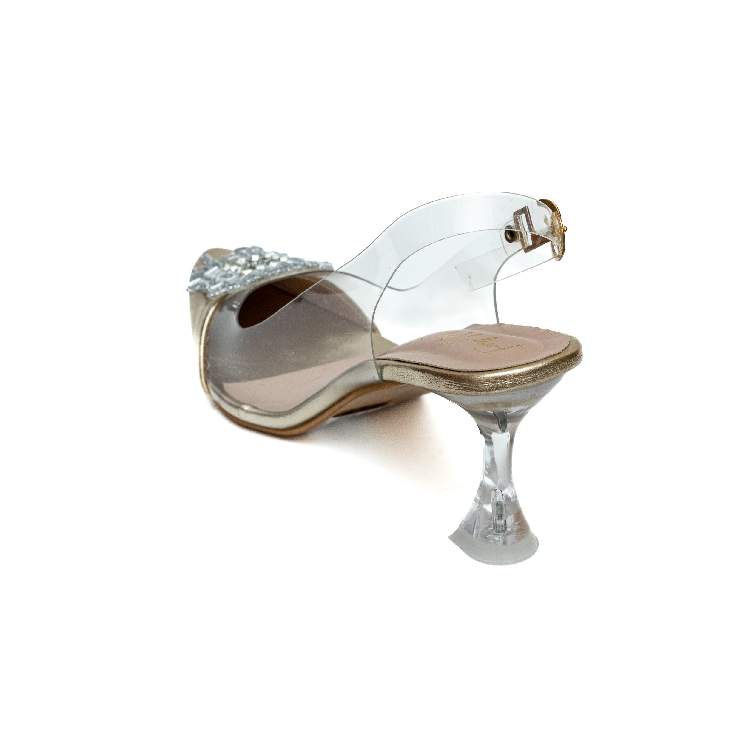 Rhinestone Broach Heel - Gold