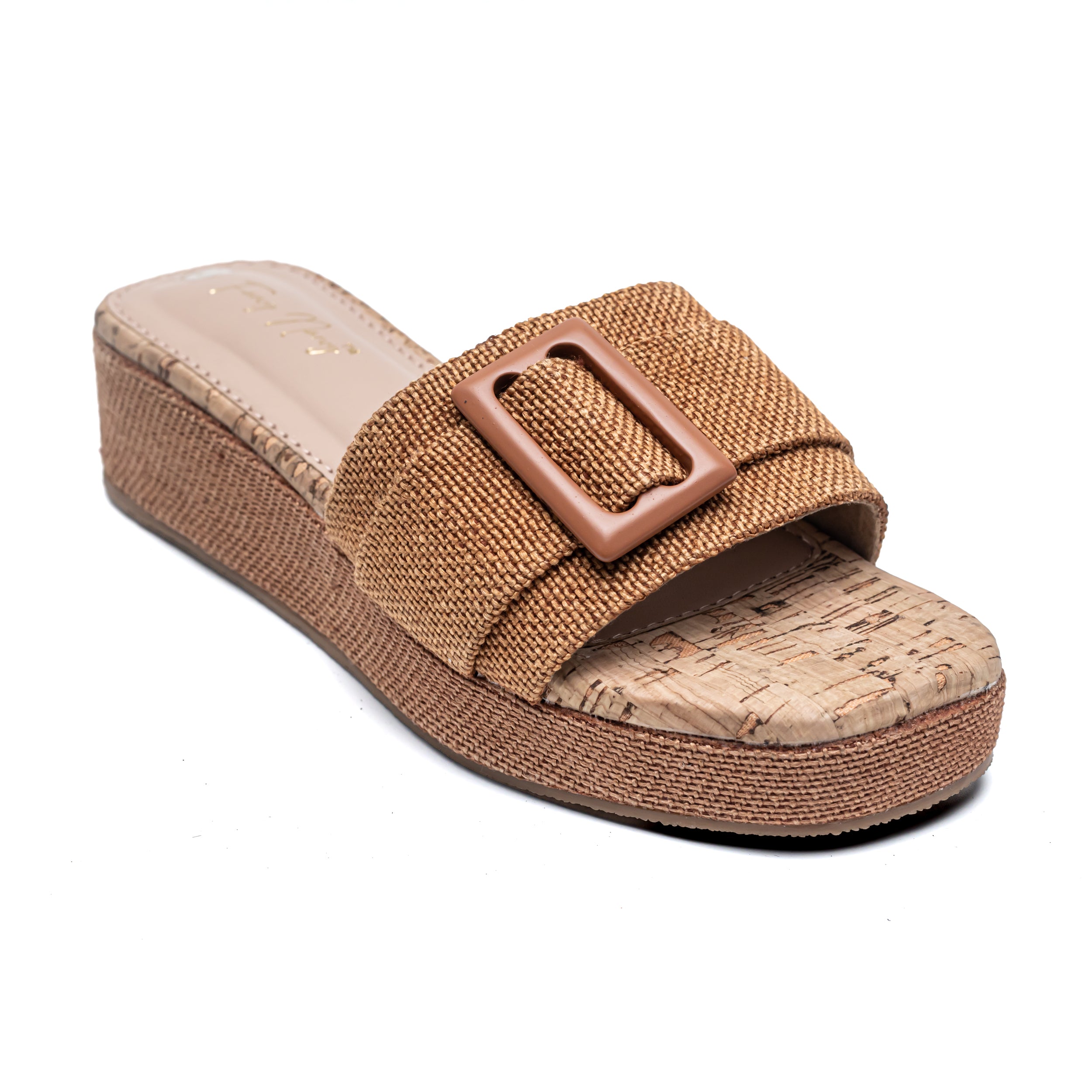 Jute Buckle Platforms - Tan