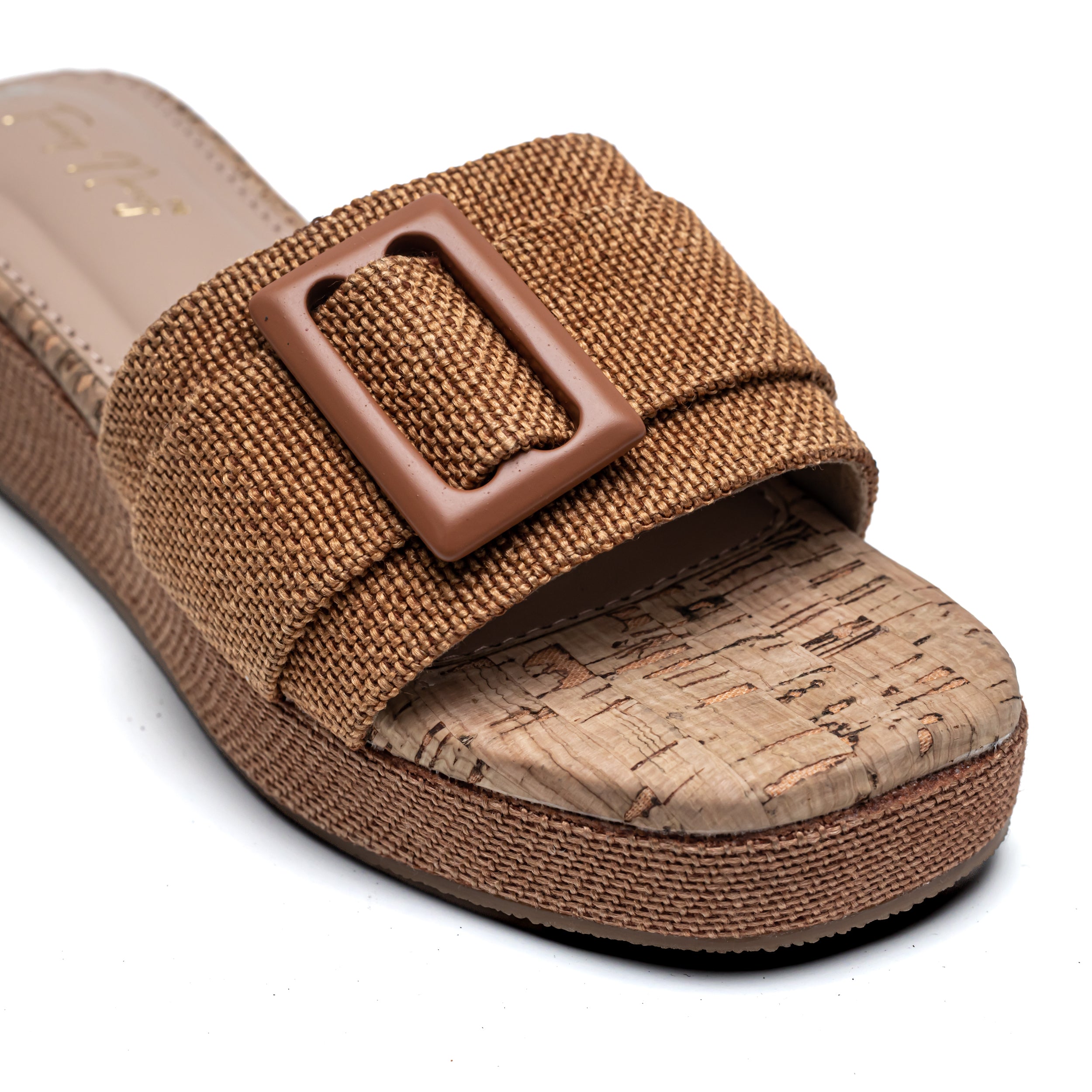 Jute Buckle Platforms - Tan