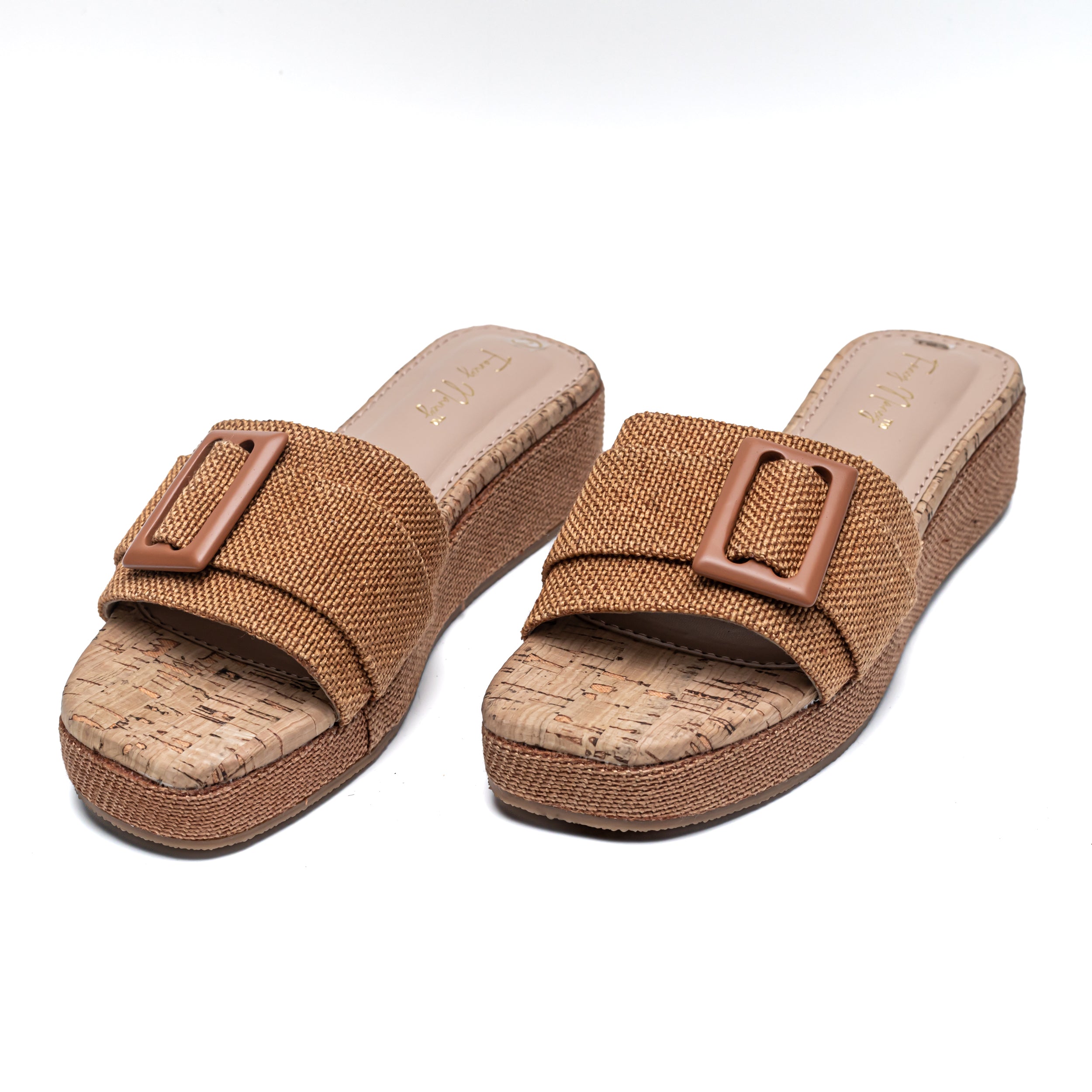 Jute Buckle Platforms - Tan