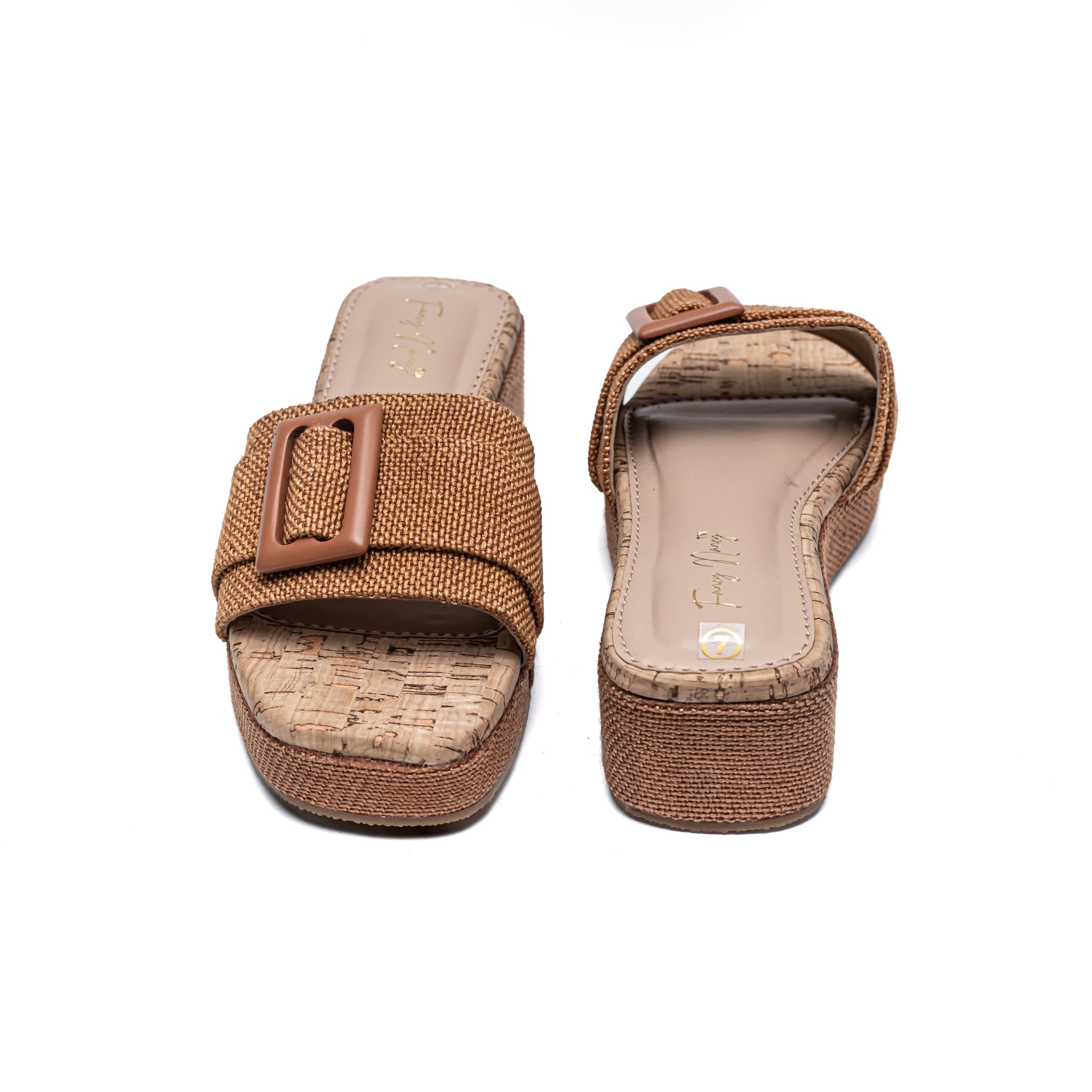 Jute Buckle Platforms - Tan