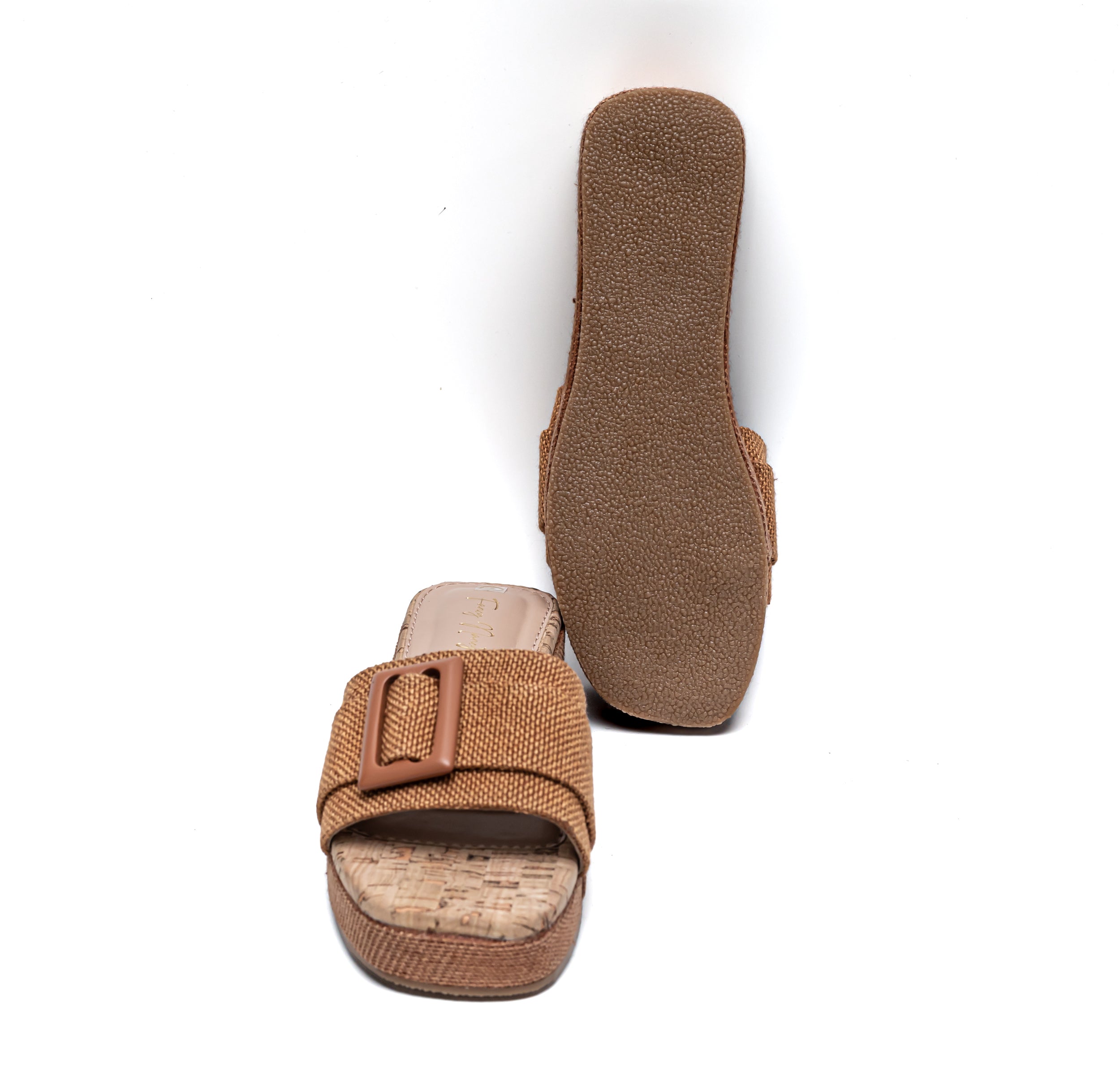 Jute Buckle Platforms - Tan