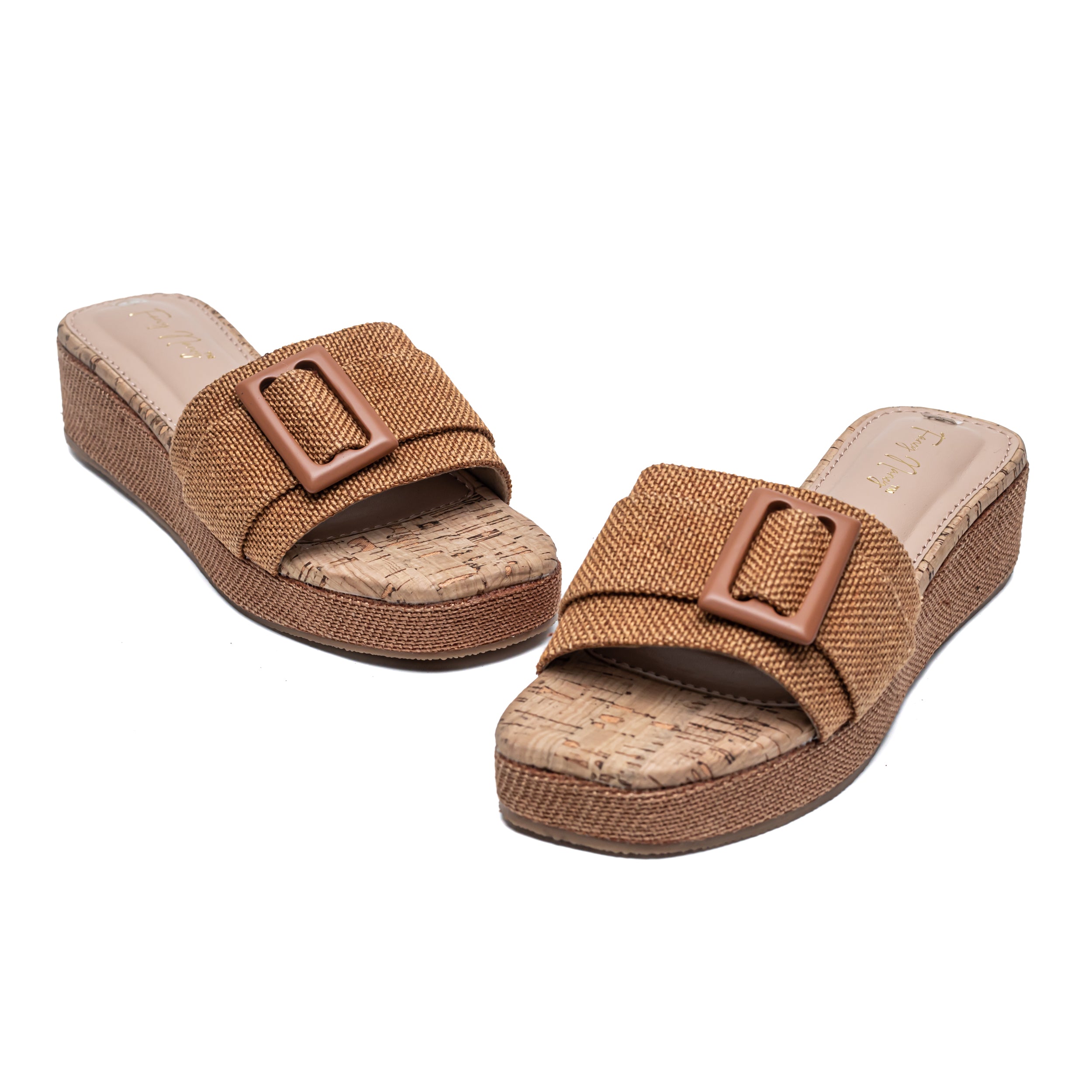 Jute Buckle Platforms - Tan