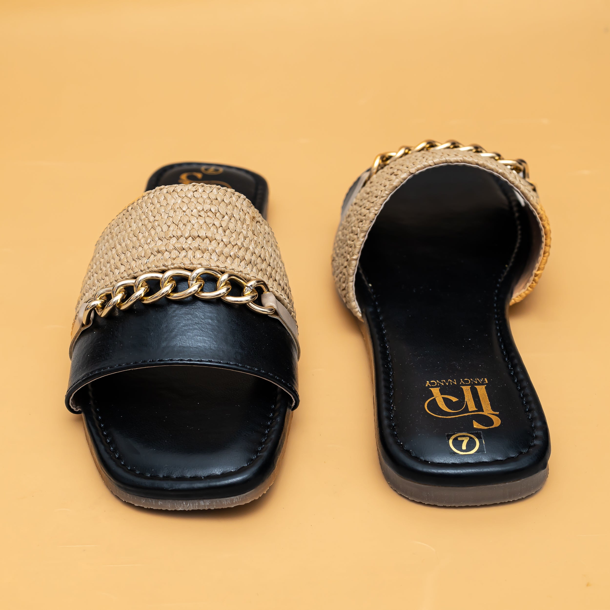 Woven Chain Flats - Navy