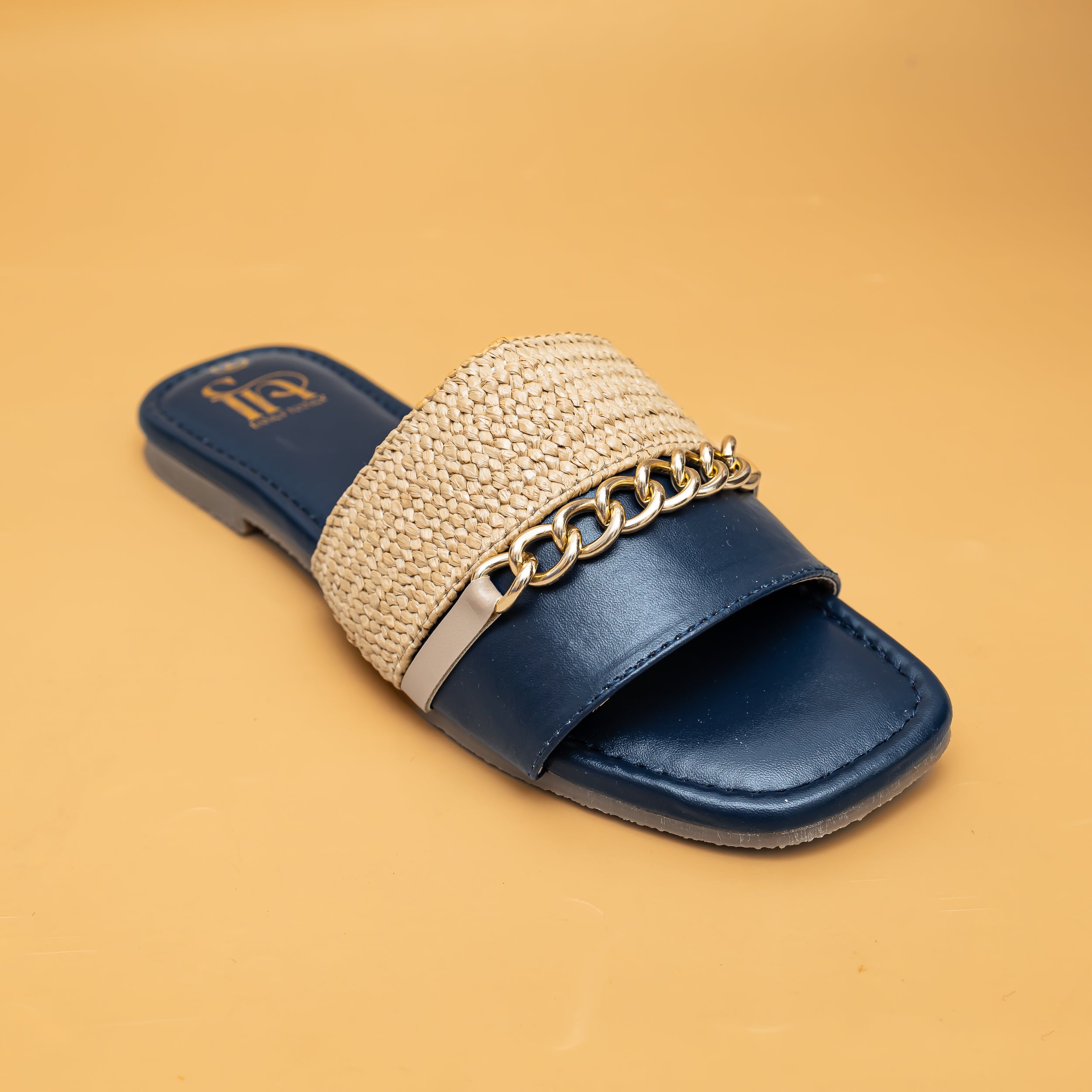 Woven Chain Flats - Navy