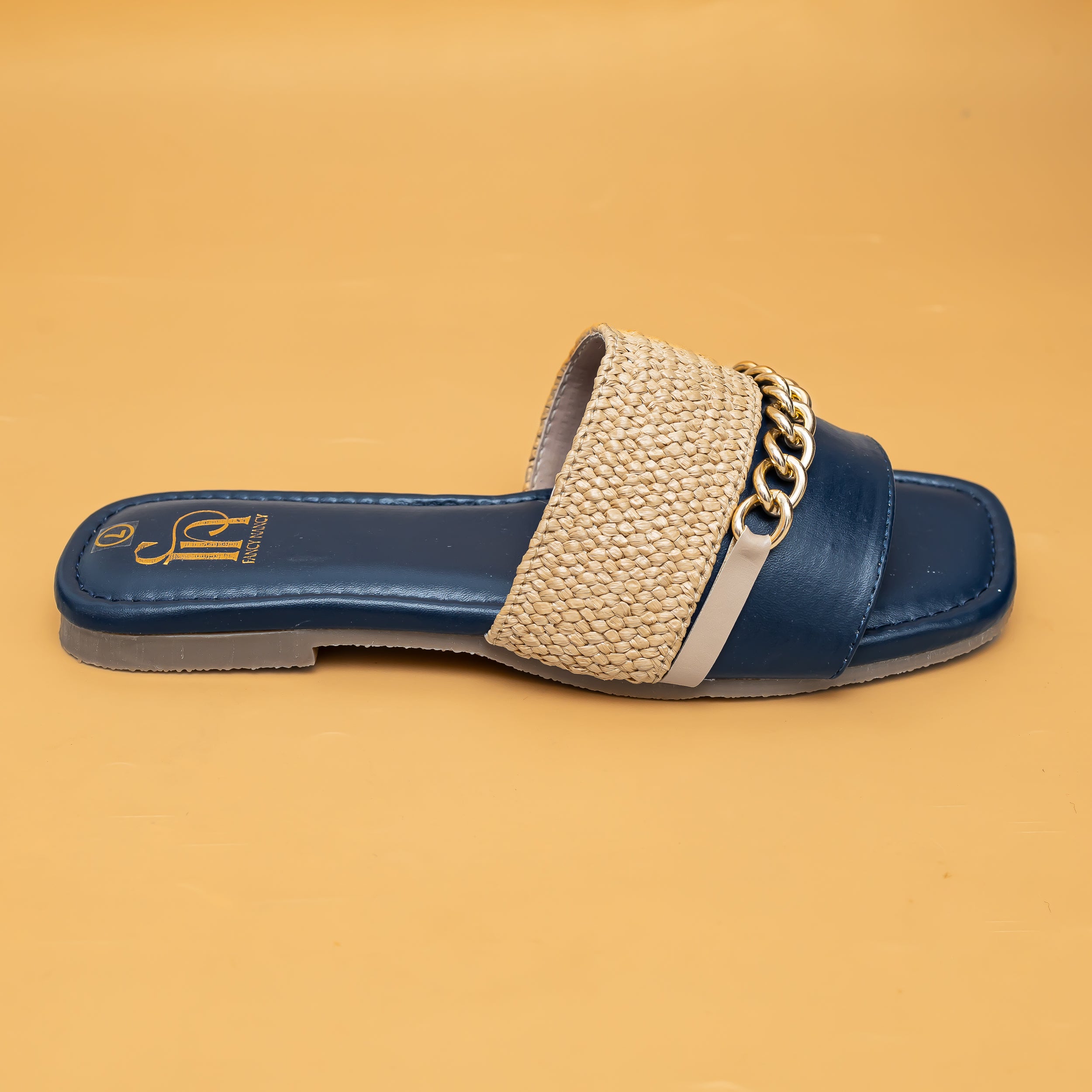 Woven Chain Flats - Navy