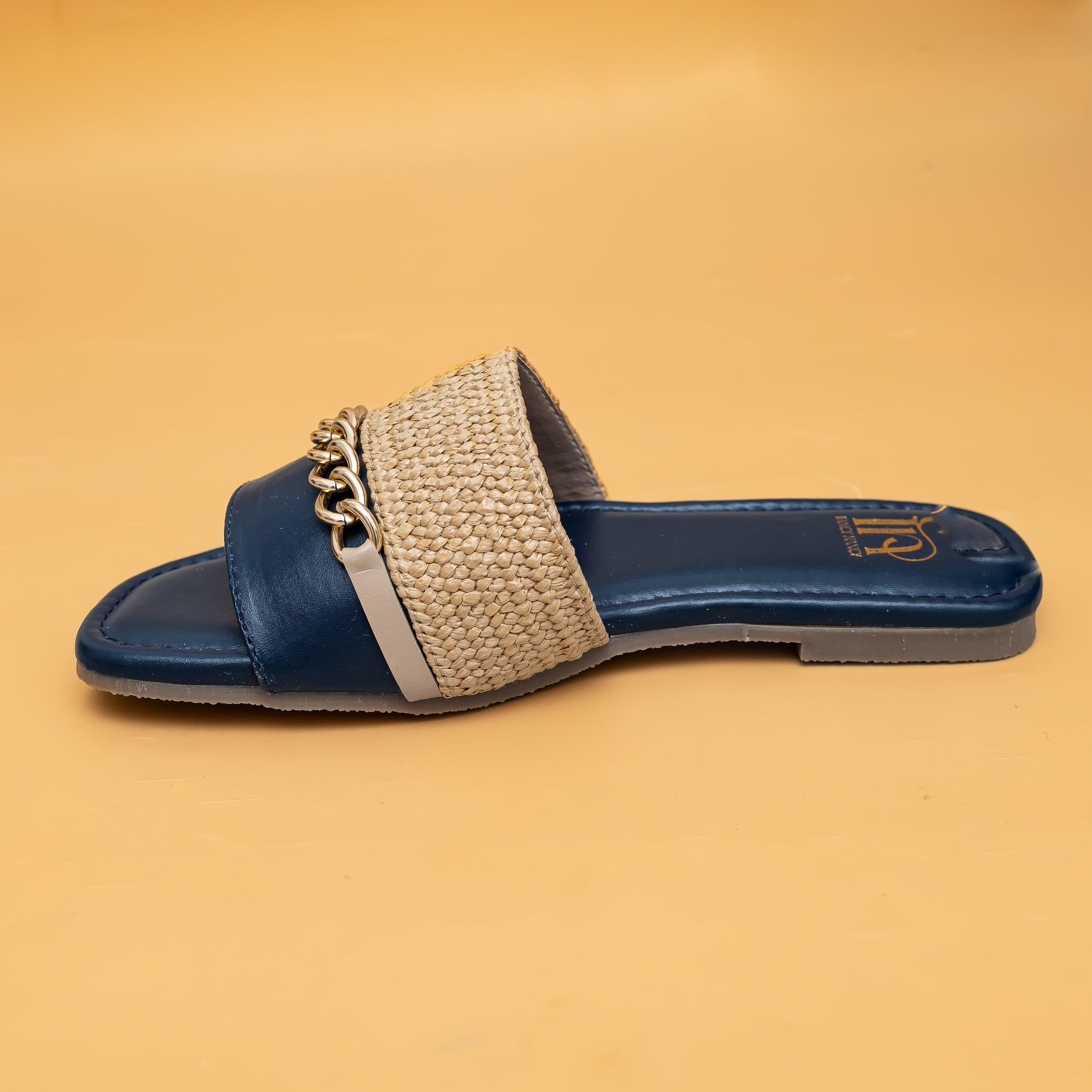 Woven Chain Flats - Navy