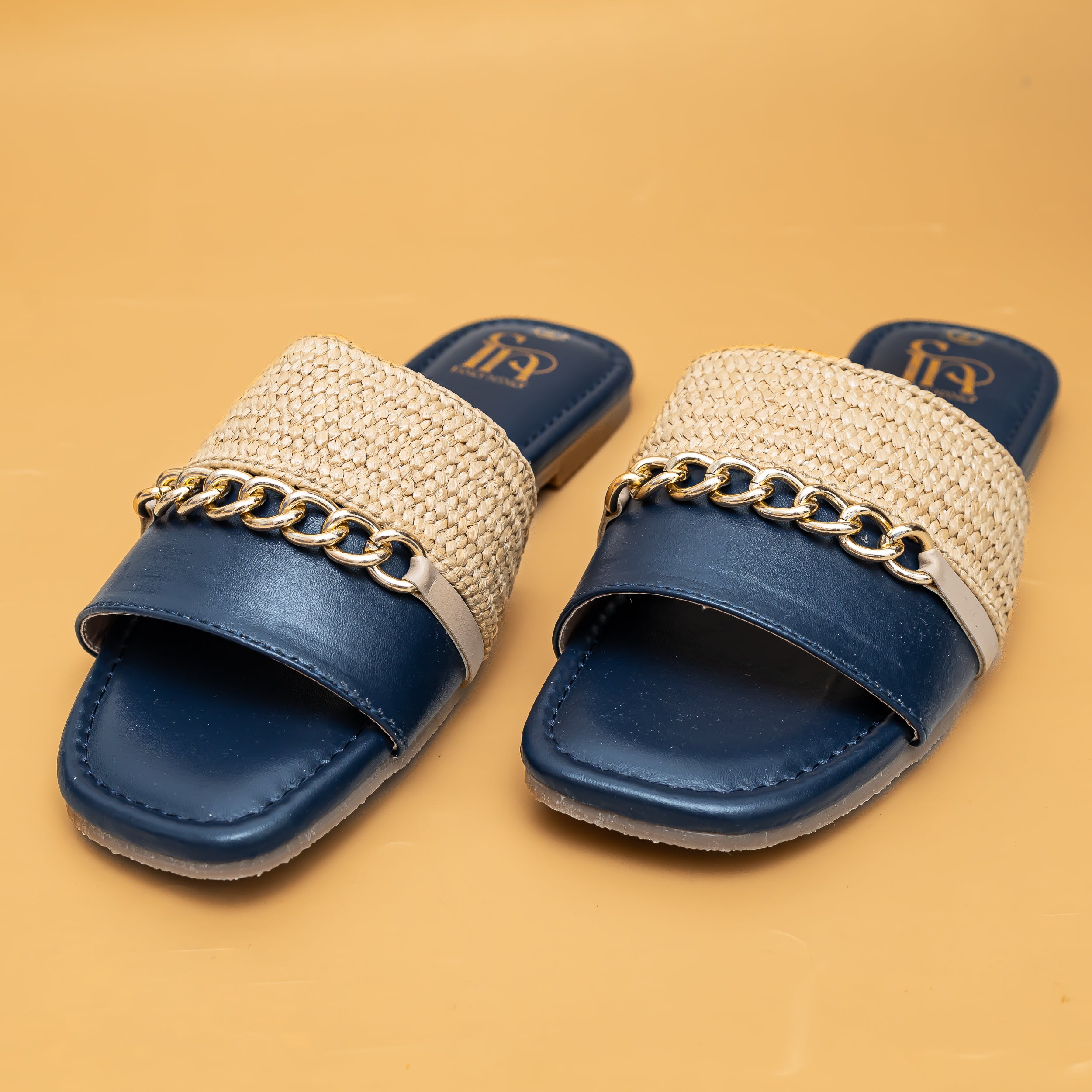 Woven Chain Flats - Navy