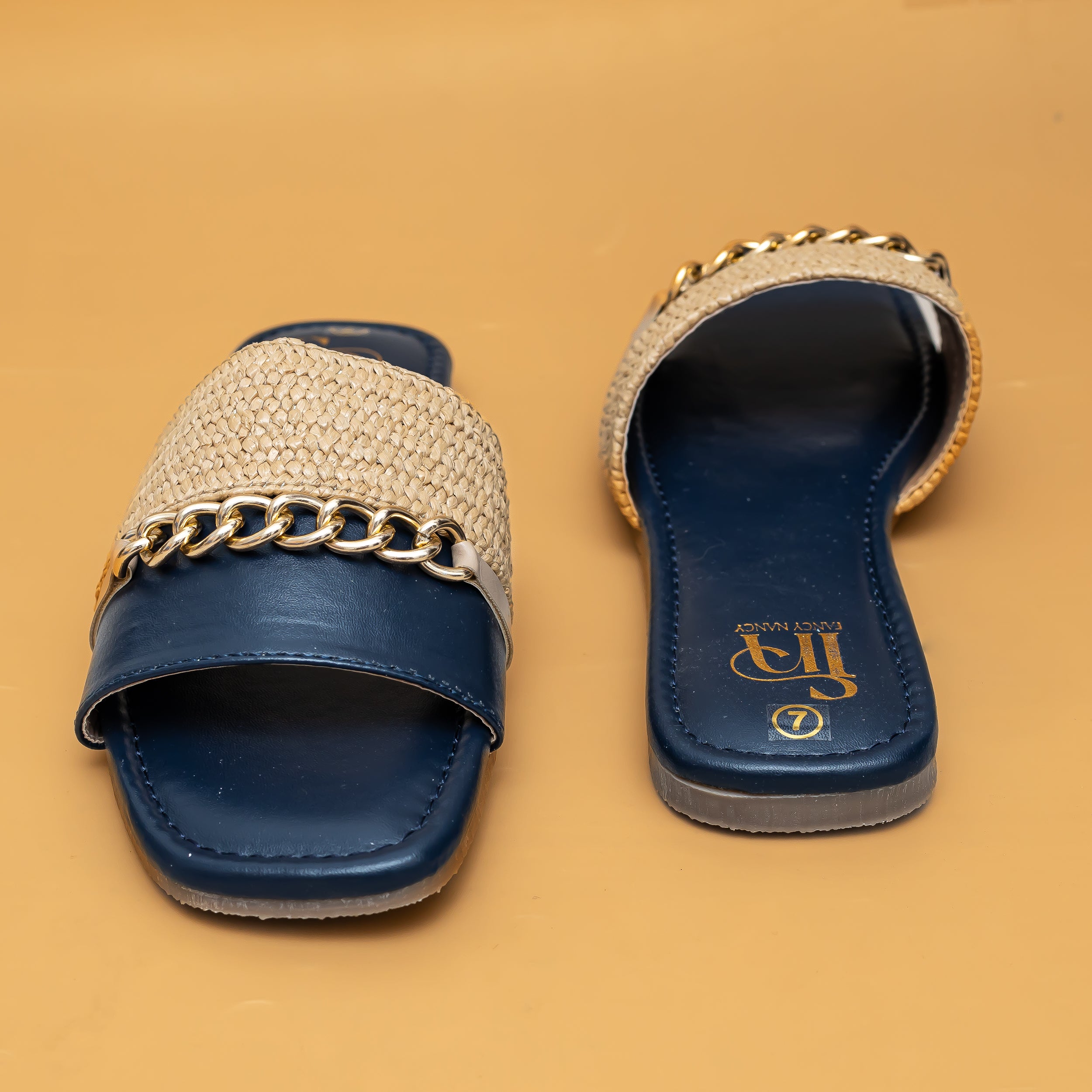 Woven Chain Flats - Navy