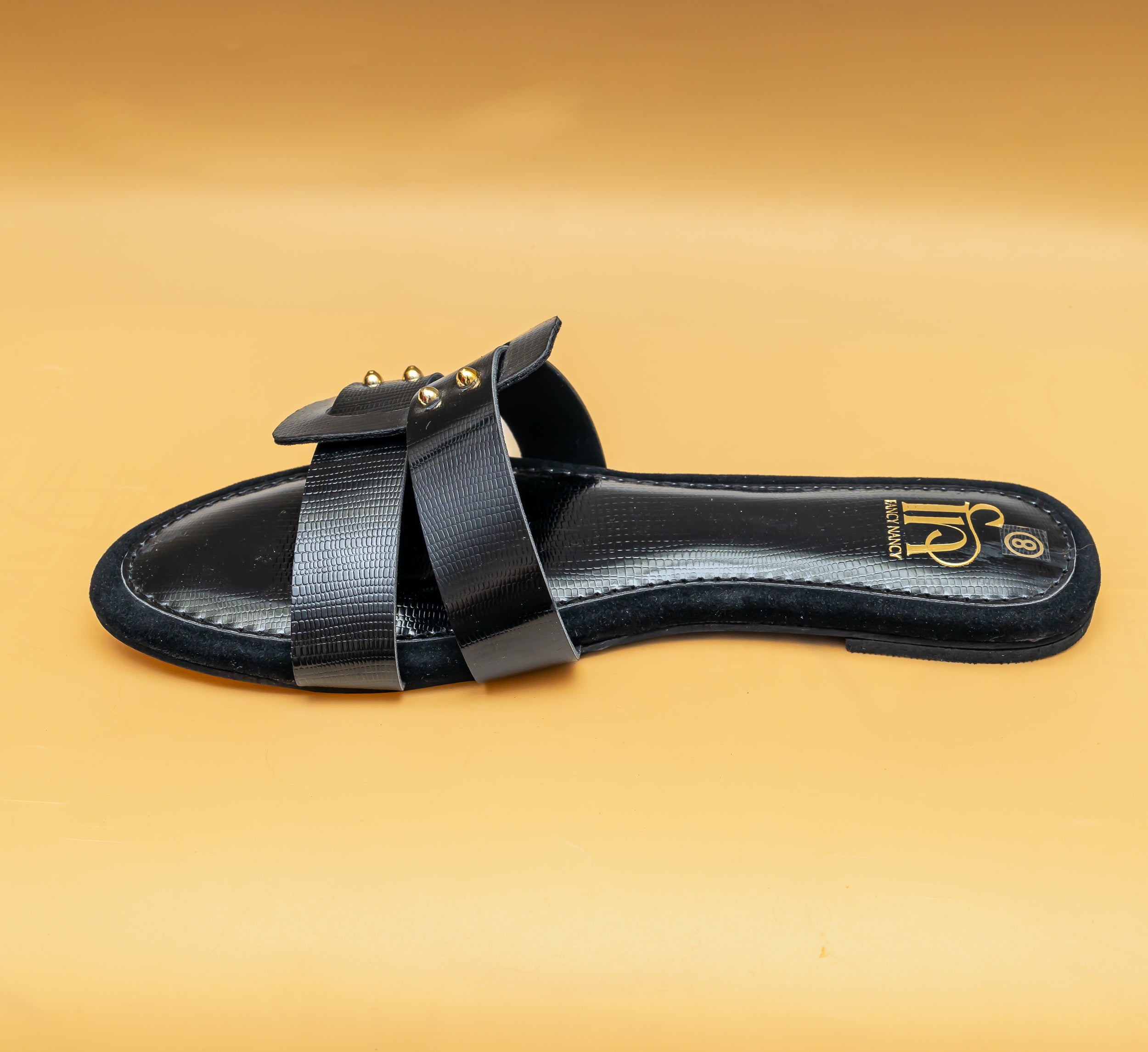 Studded Metallic Flats - Black