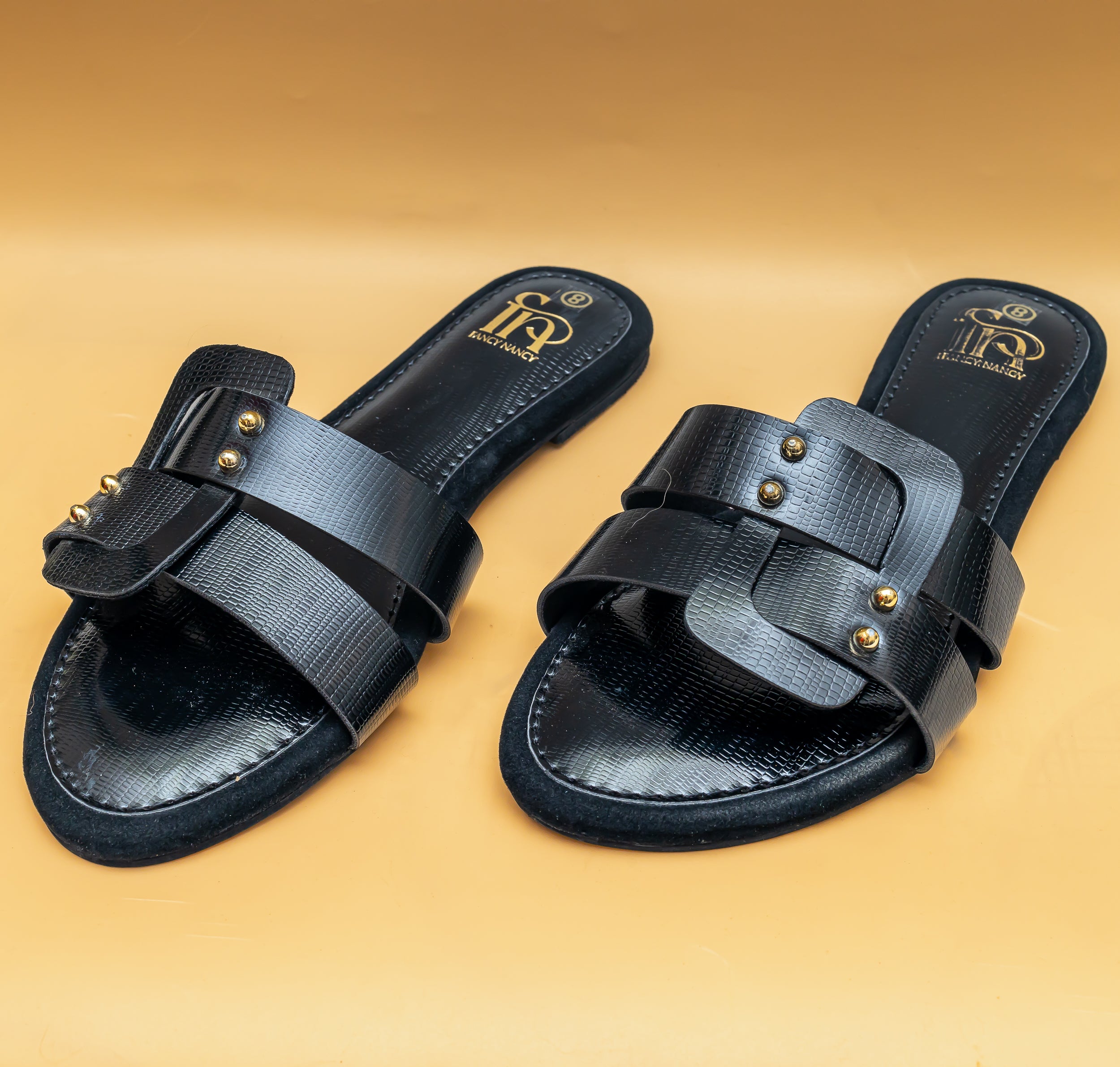 Studded Metallic Flats - Black