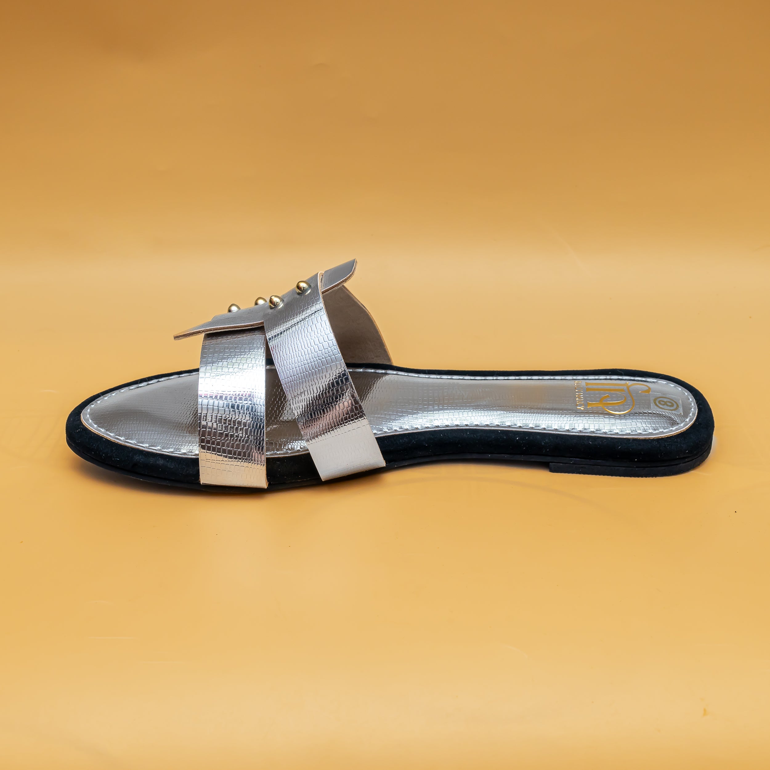 Studded Metallic Flats - Silver