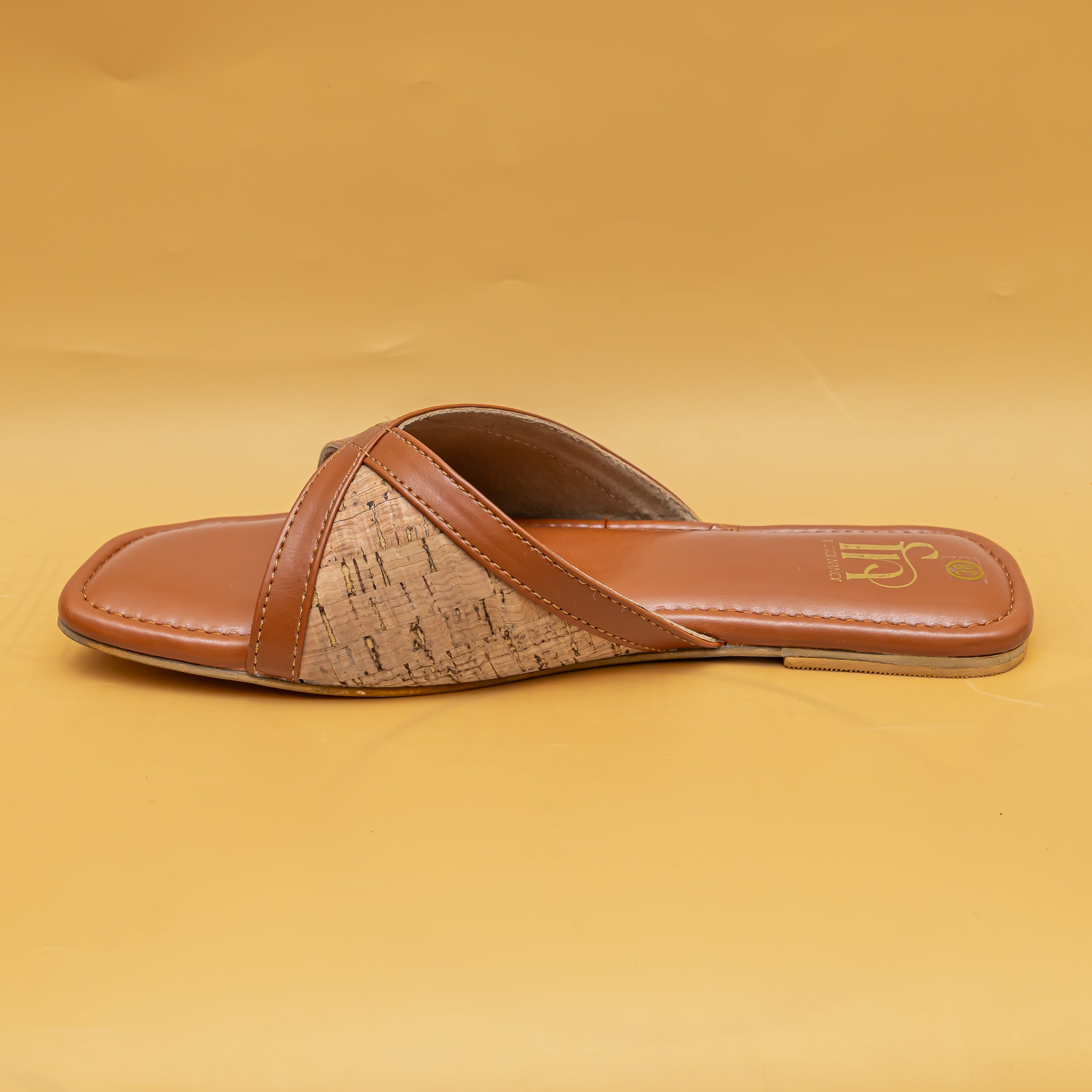 Jute Cross Strap Flats - Tan