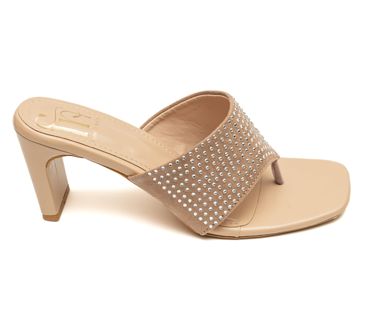 Swarovski Studded Heels-Beige