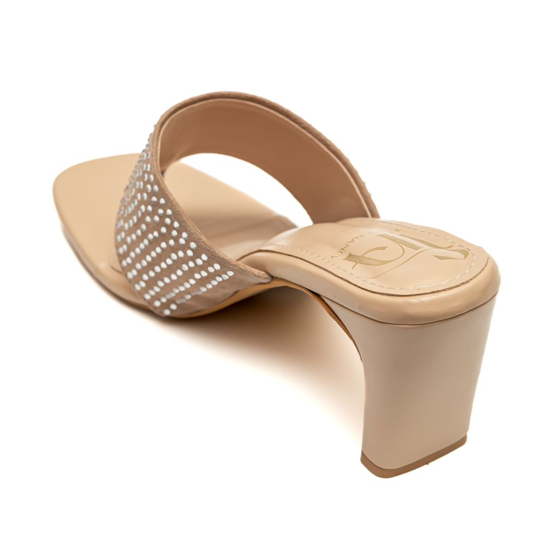 Swarovski Studded Heels-Beige