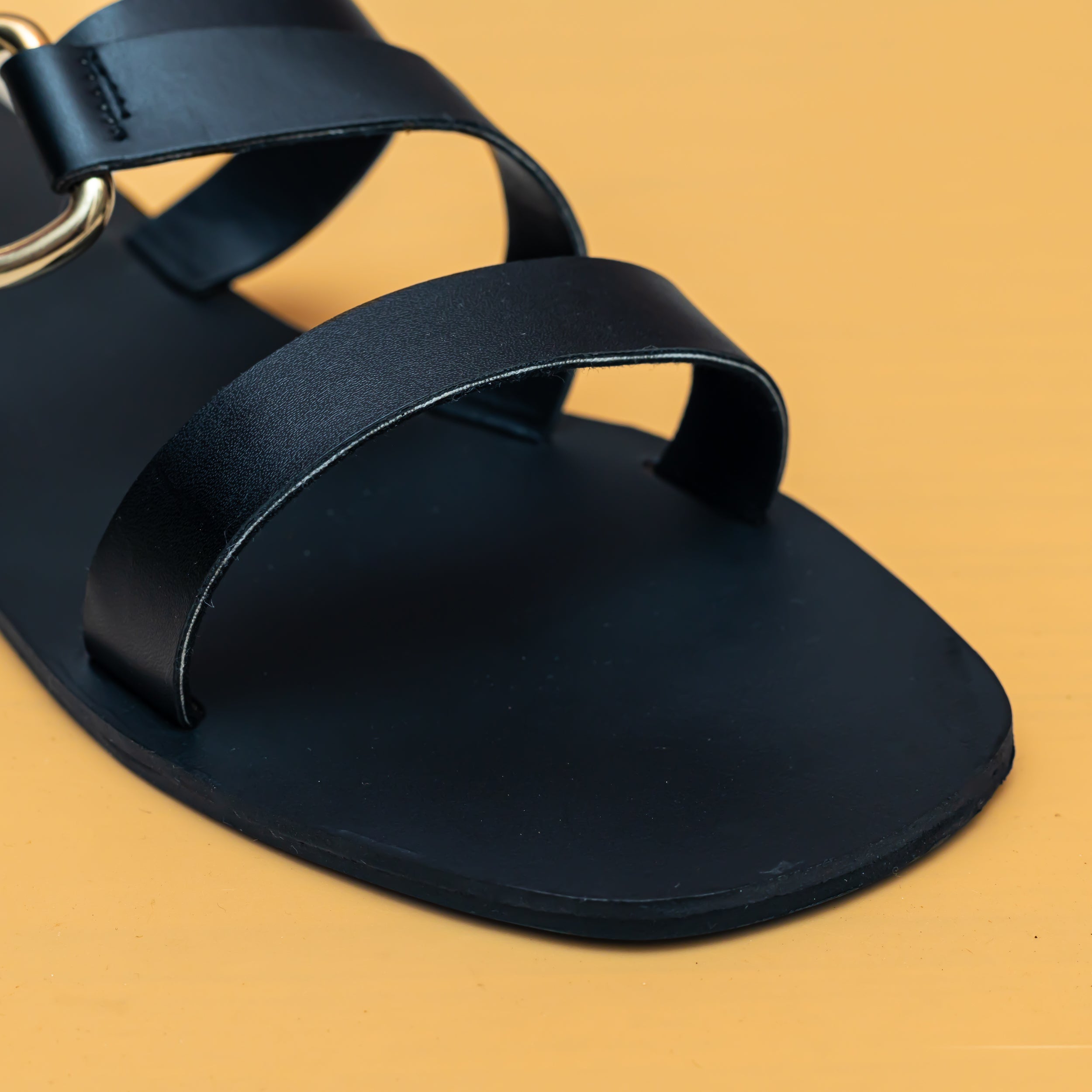 Twin Buckle Strap Flats - Black