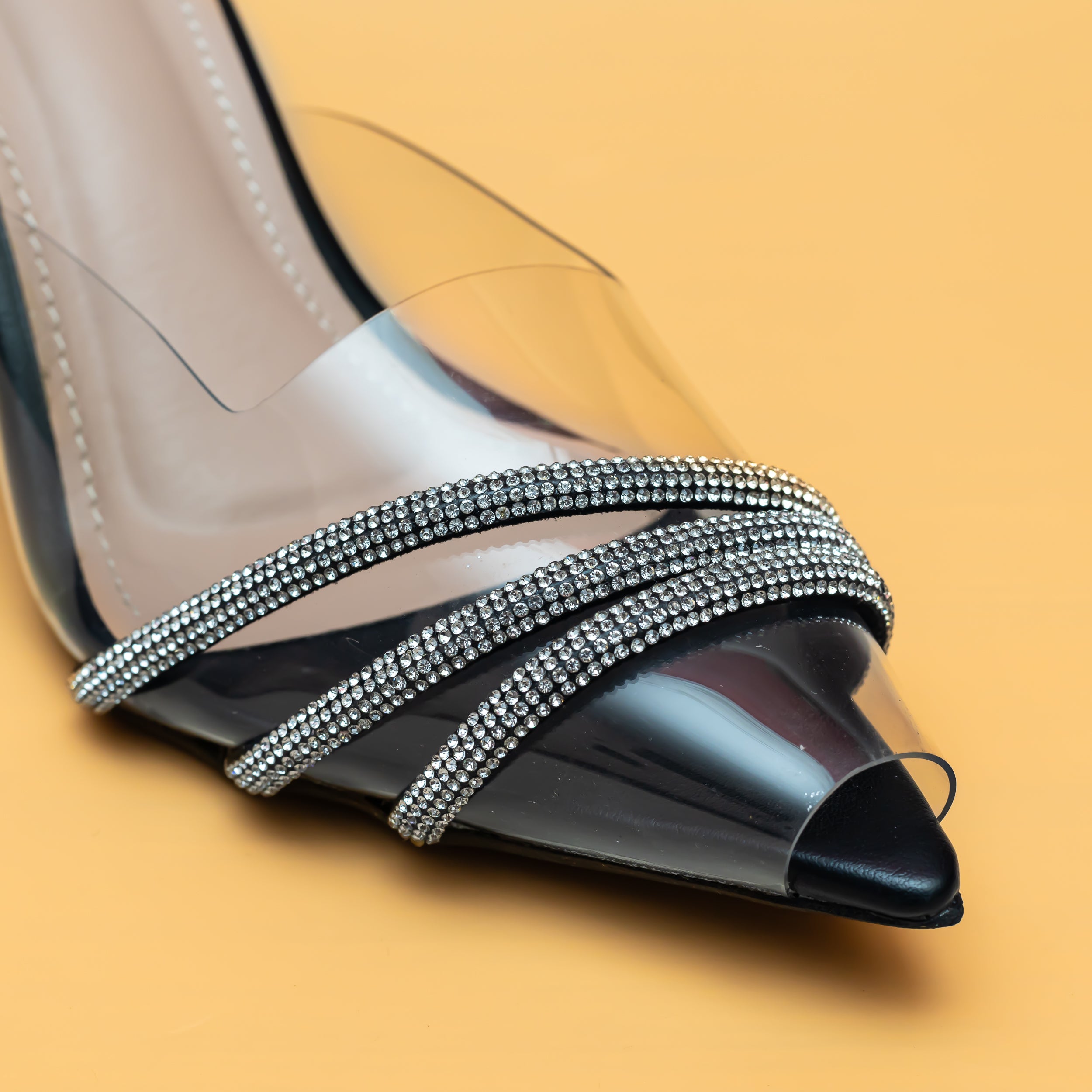 Shimmer Strap Heels - Black