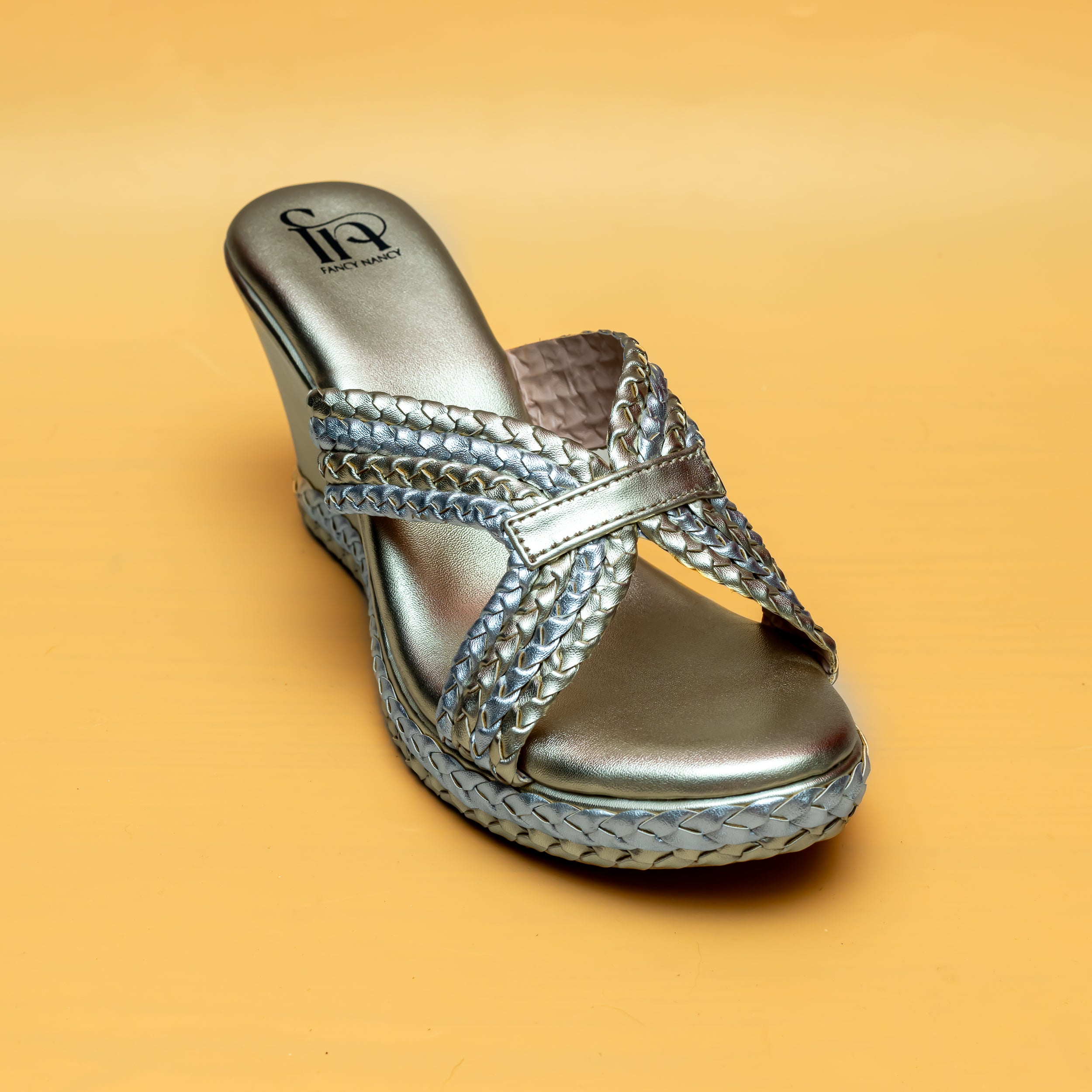 Braided Strap Wedges - Gold