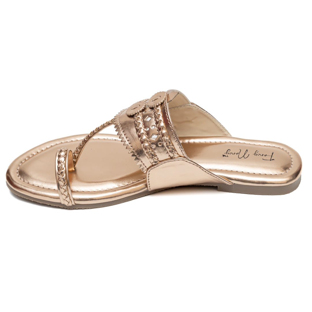 Traditional Kolhapuri Flats - Rose Gold
