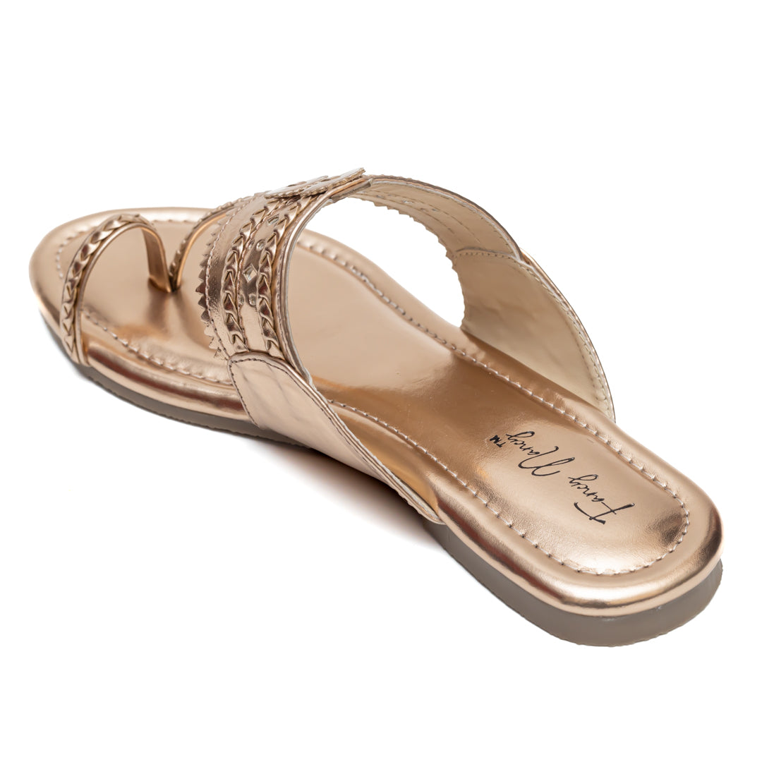 Traditional Kolhapuri Flats - Rose Gold