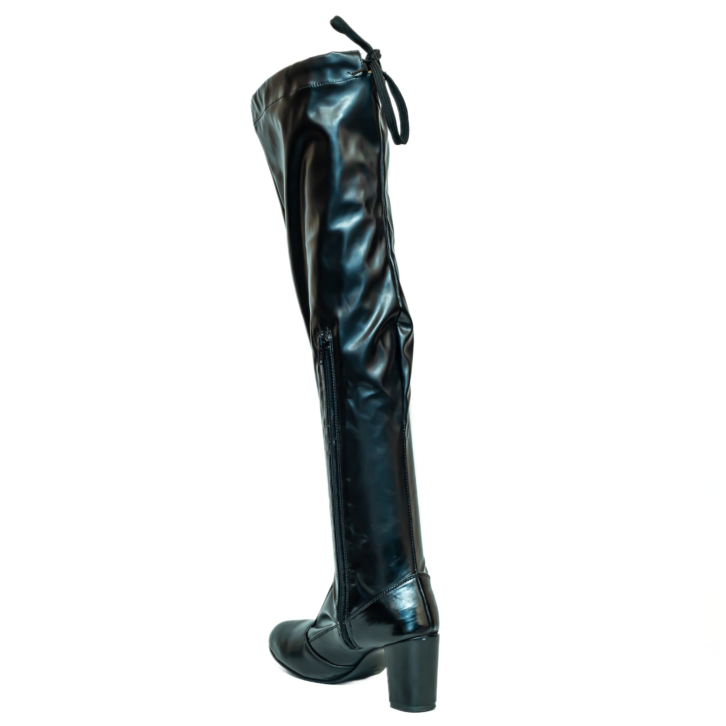 Knee High Leather Boots - Black