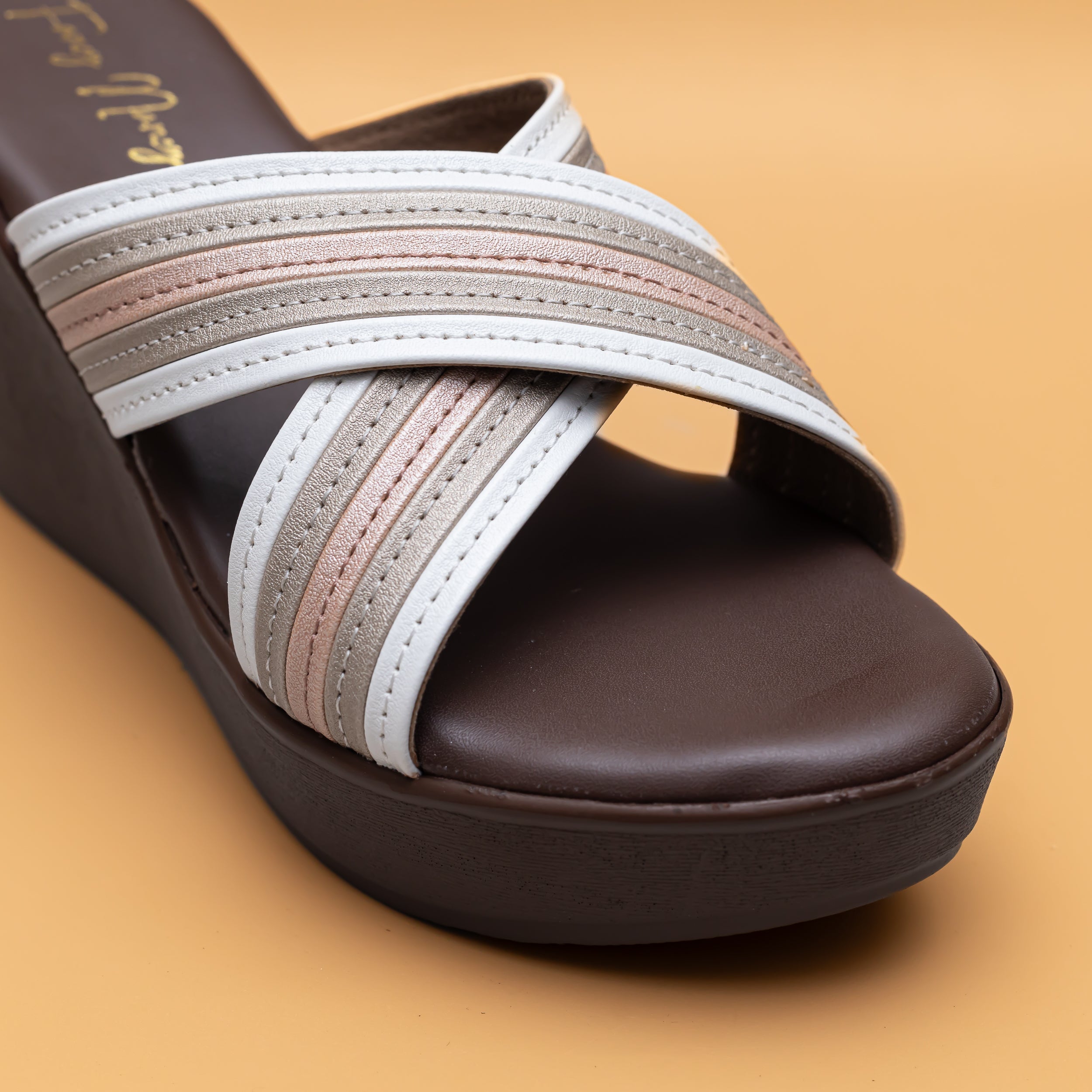 Cross Strap Wedges - White
