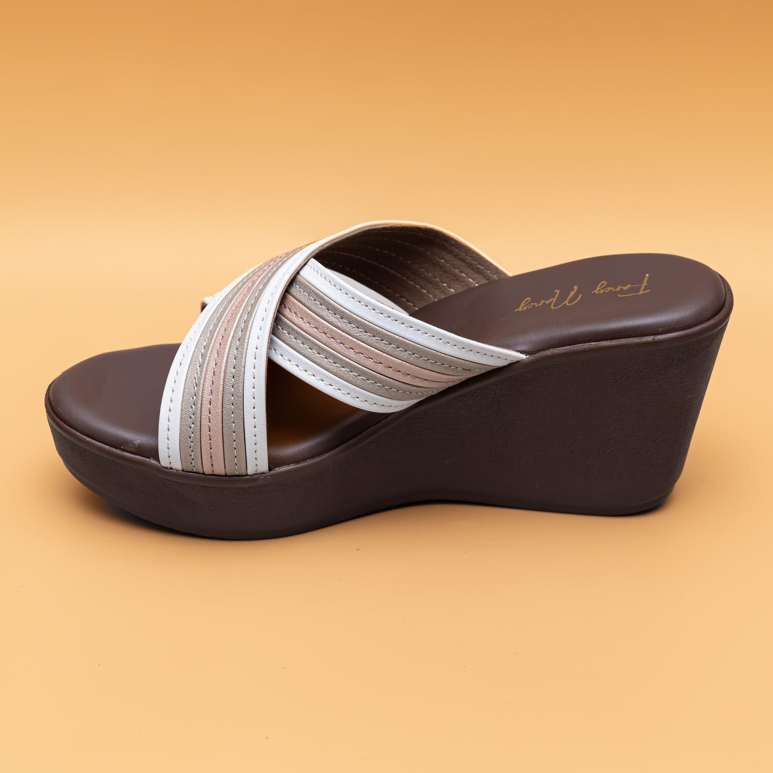 Cross Strap Wedges - White