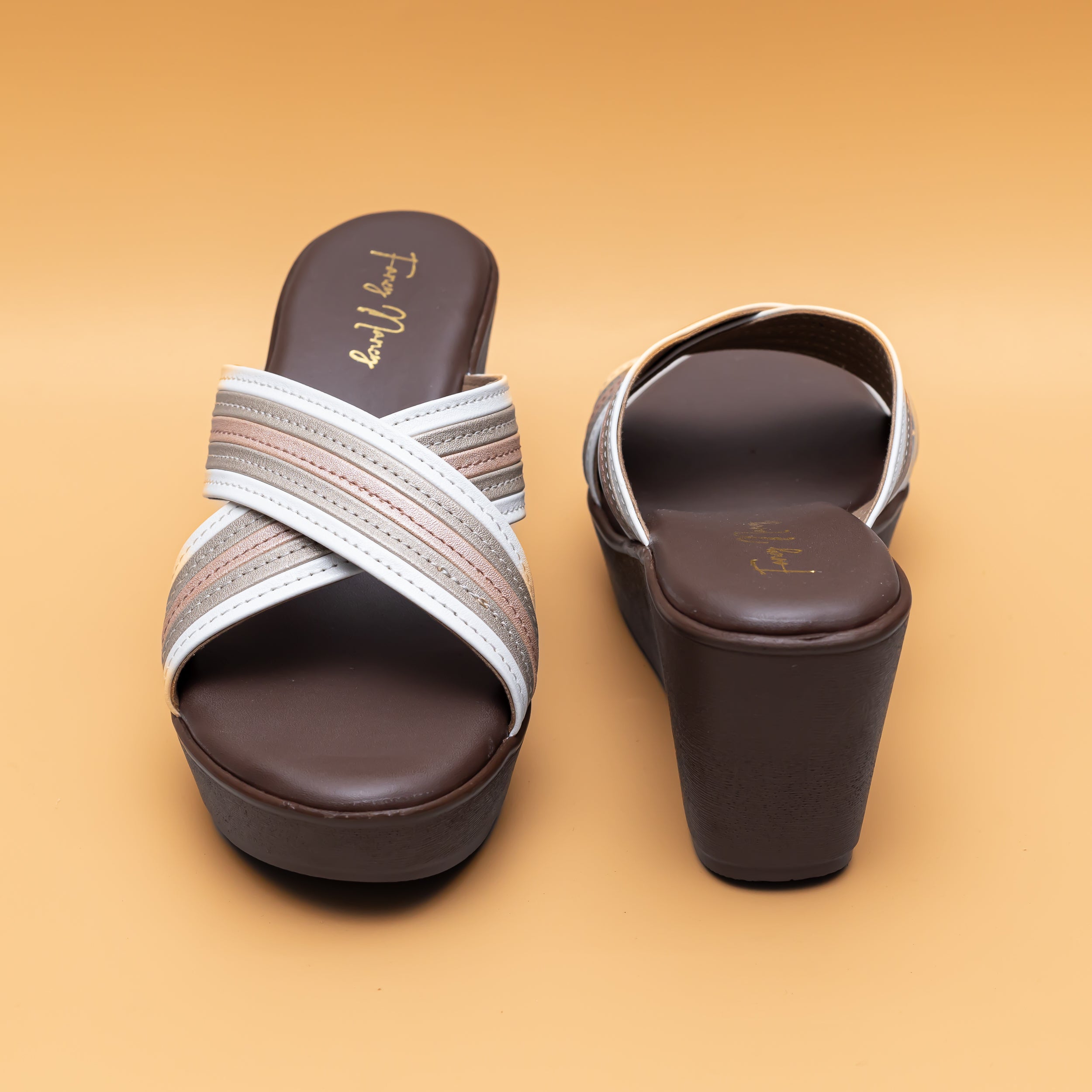 Cross Strap Wedges - White