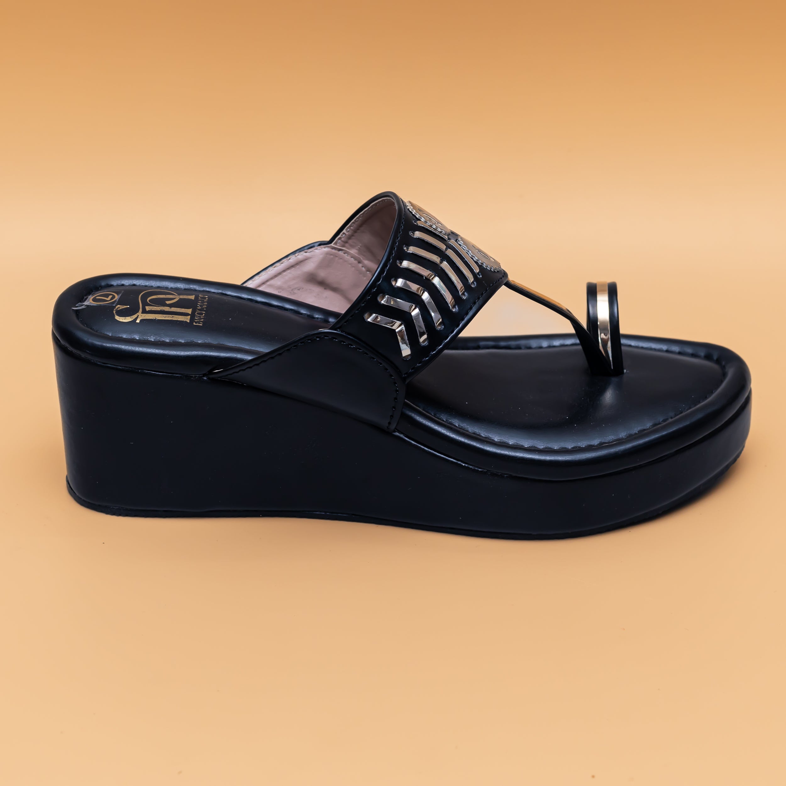 Designer Kolhapuri Platforms - Black