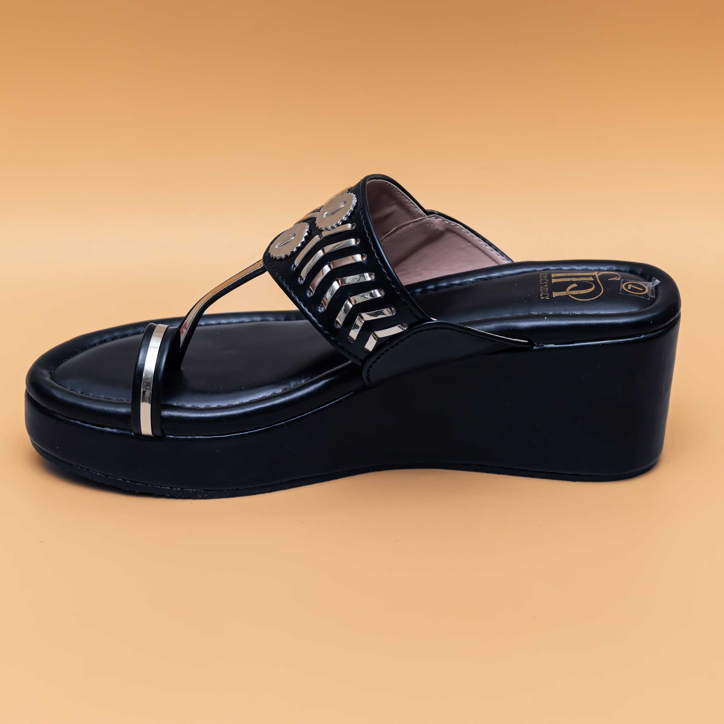 Designer Kolhapuri Platforms - Black