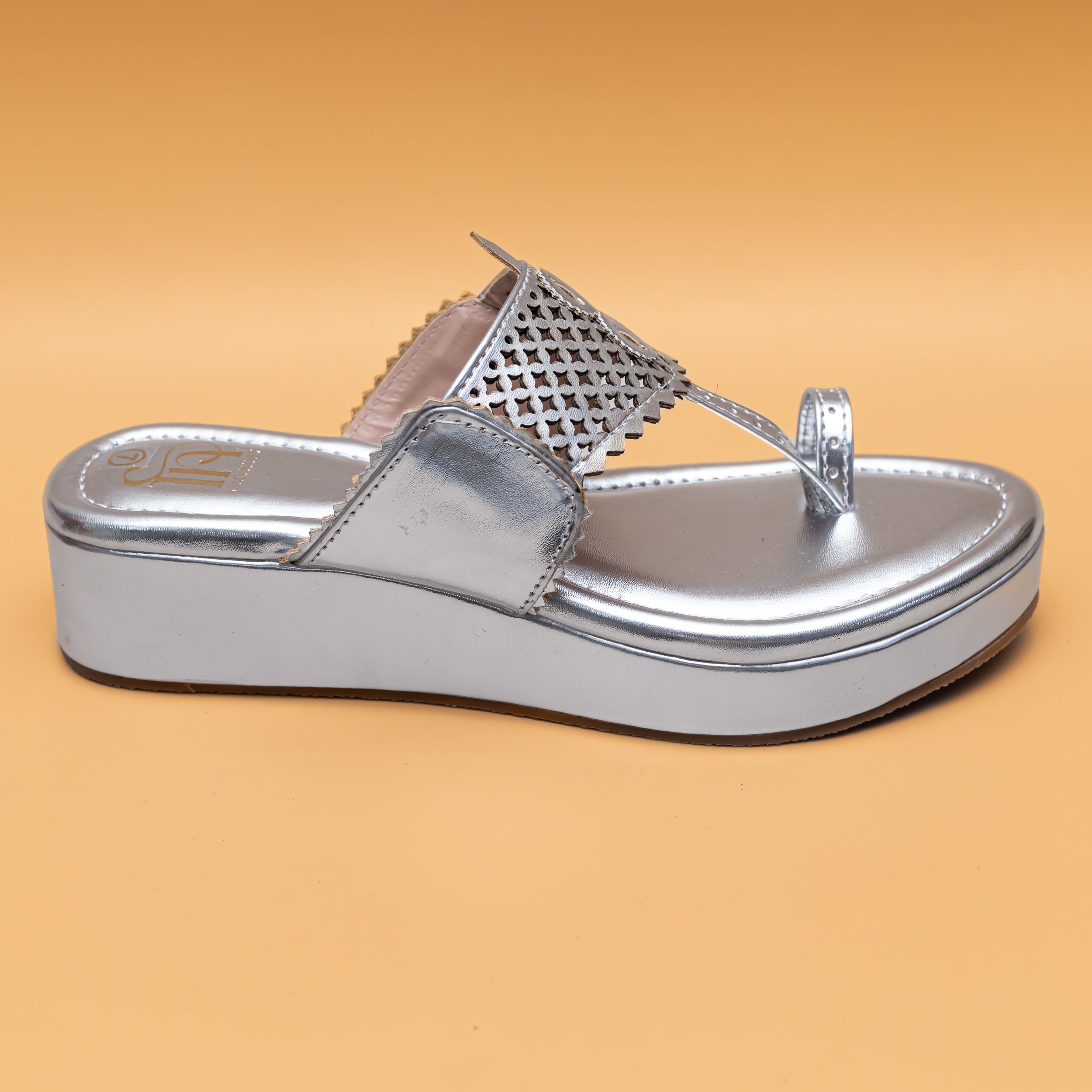 Traditional Jharokha Kolhapuri Platforms - Silver