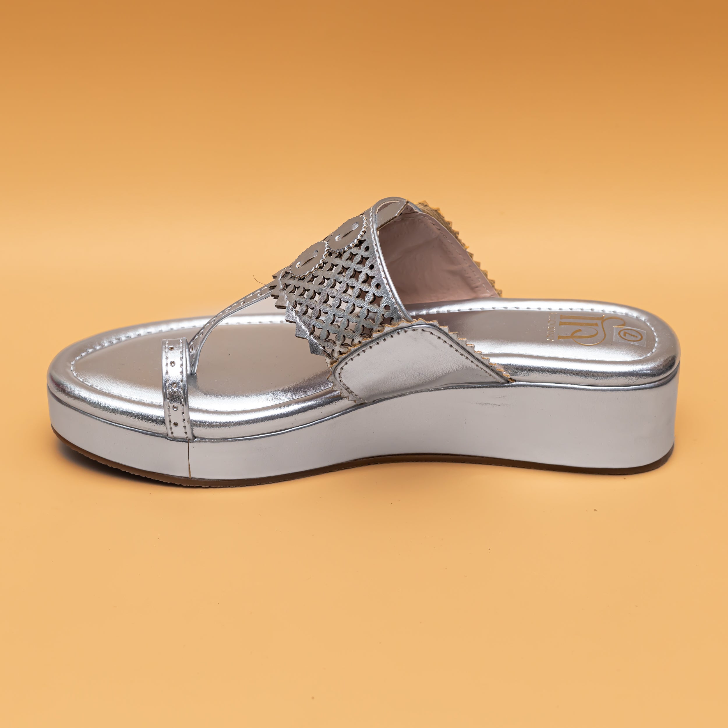 Traditional Jharokha Kolhapuri Platforms - Silver