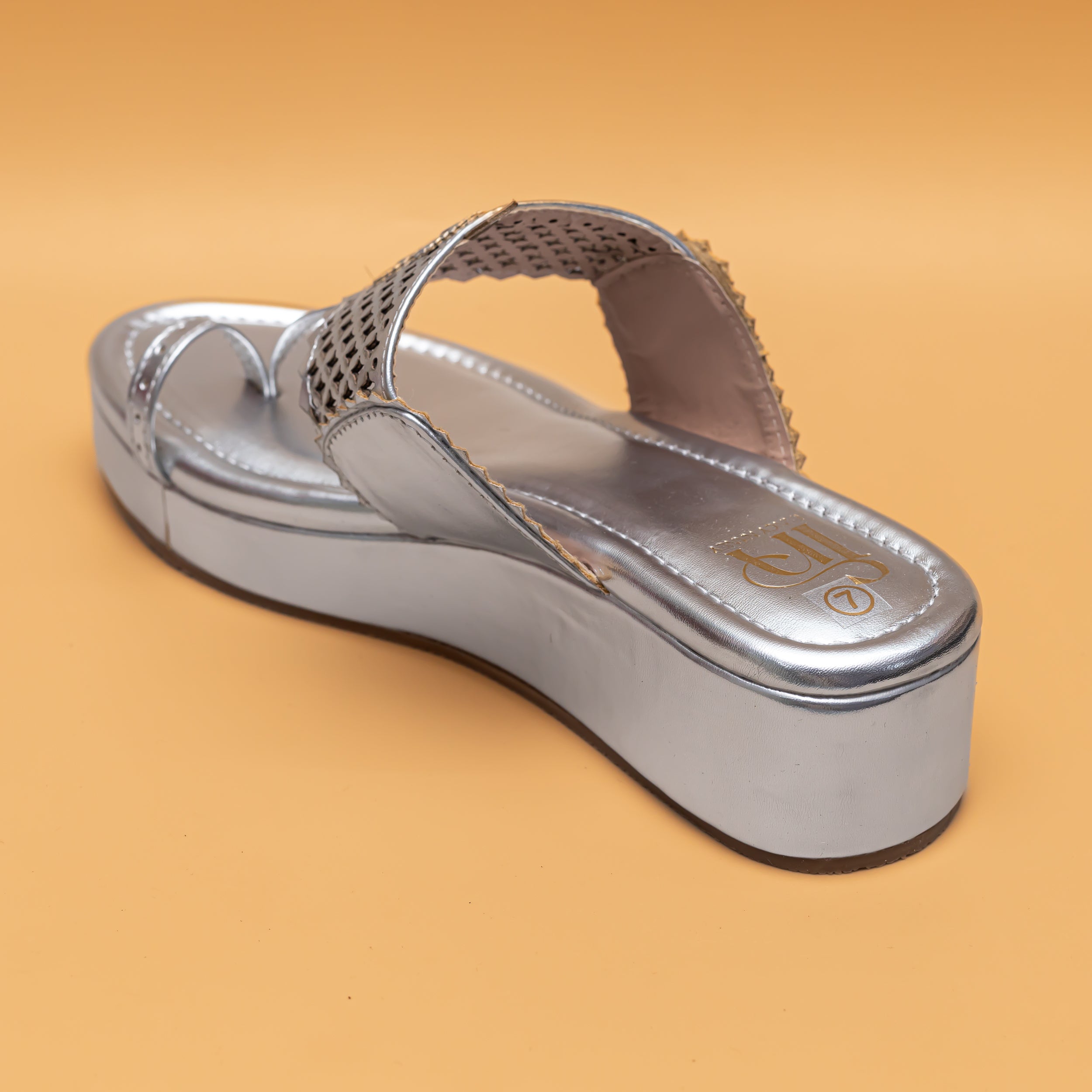 Traditional Jharokha Kolhapuri Platforms - Silver