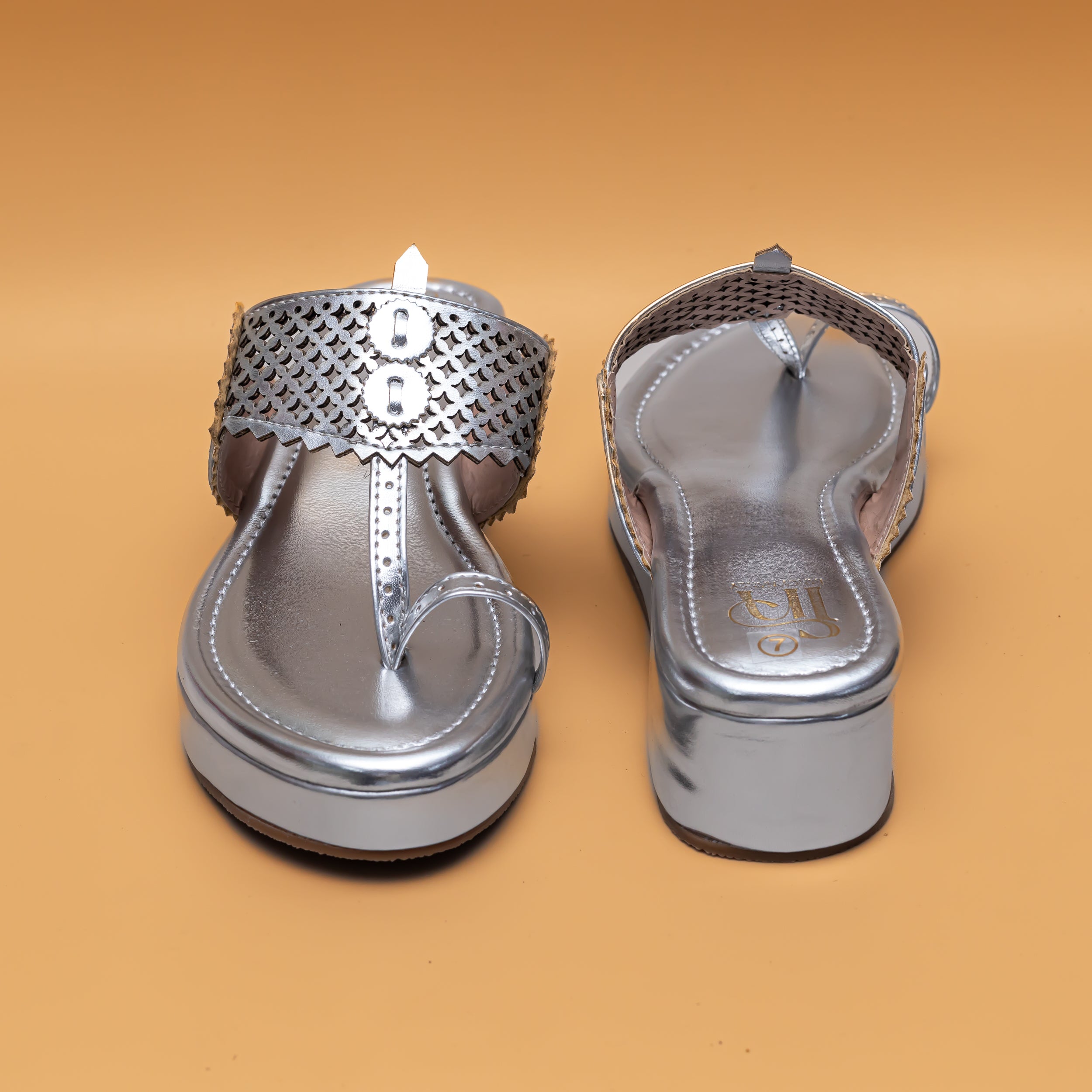 Traditional Jharokha Kolhapuri Platforms - Silver