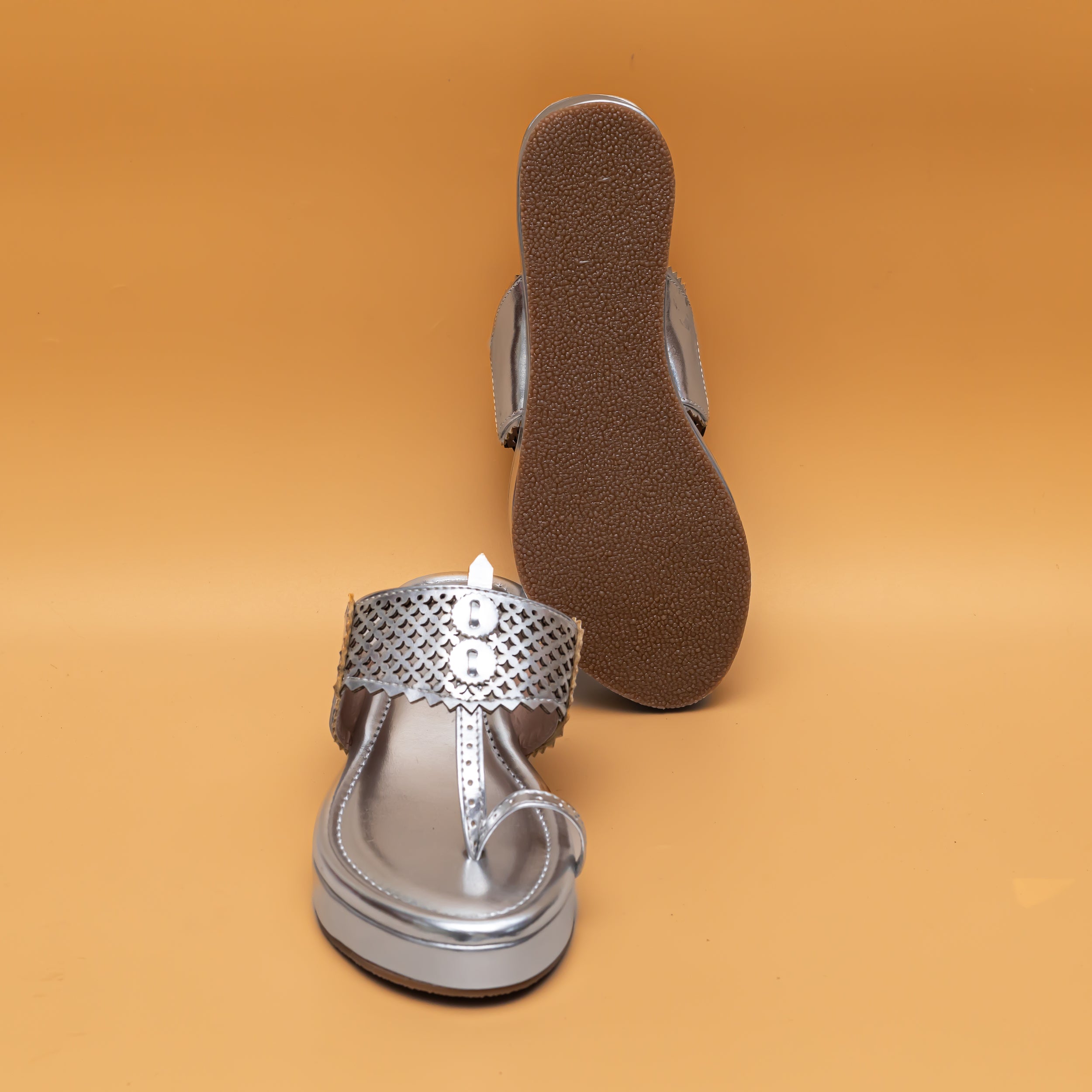 Traditional Jharokha Kolhapuri Platforms - Silver