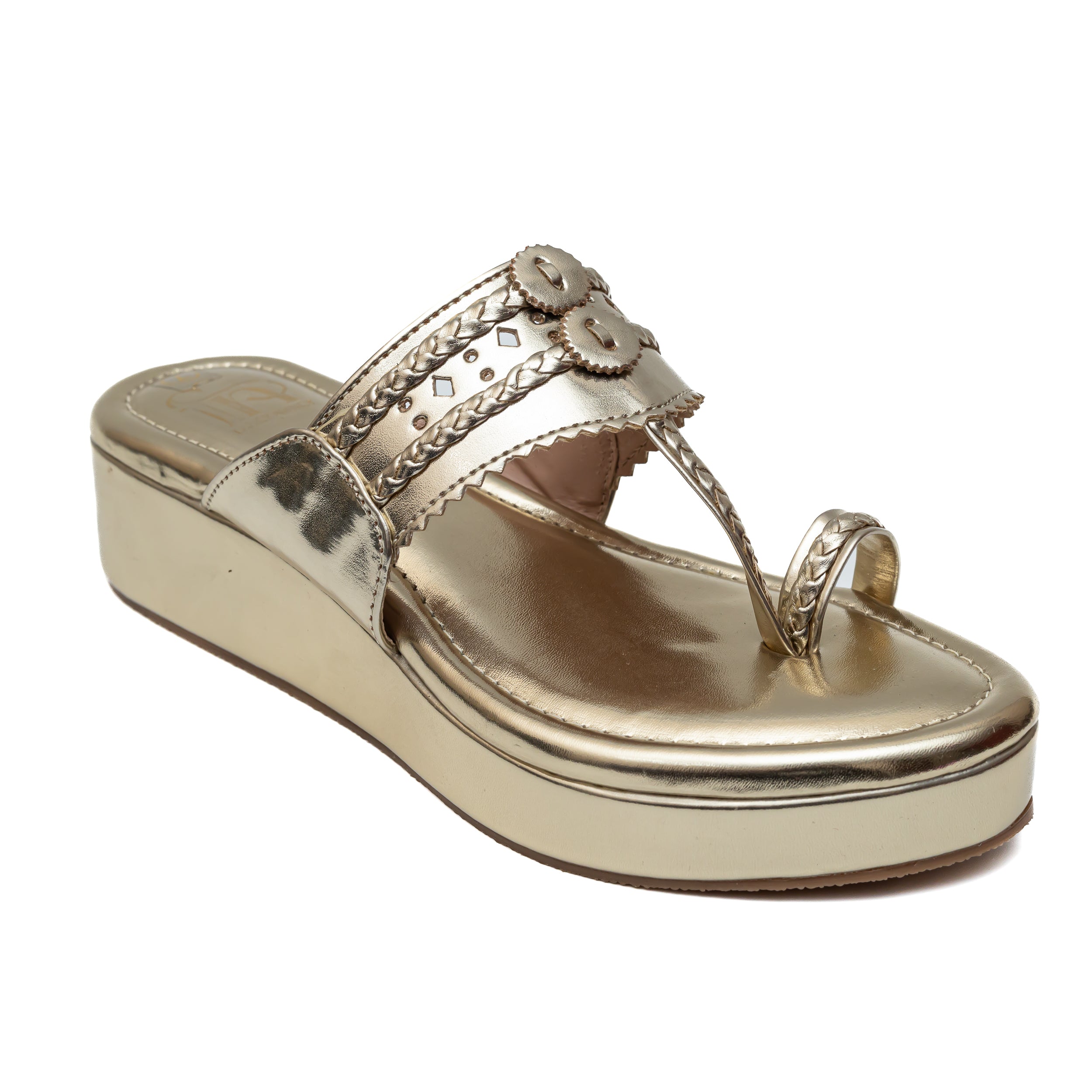 Traditional Kolhapuri Platforms - Gold