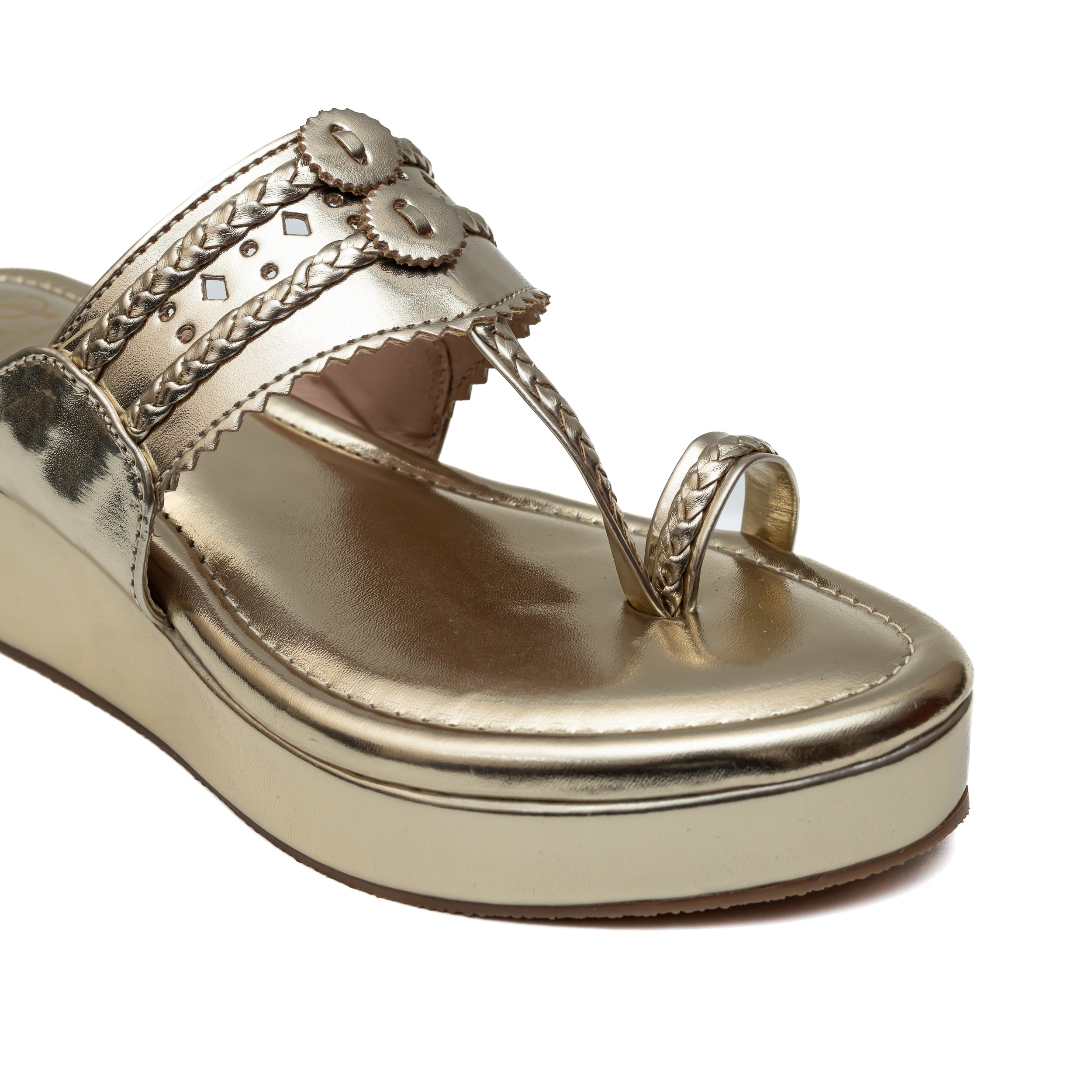 Traditional Kolhapuri Platforms - Gold