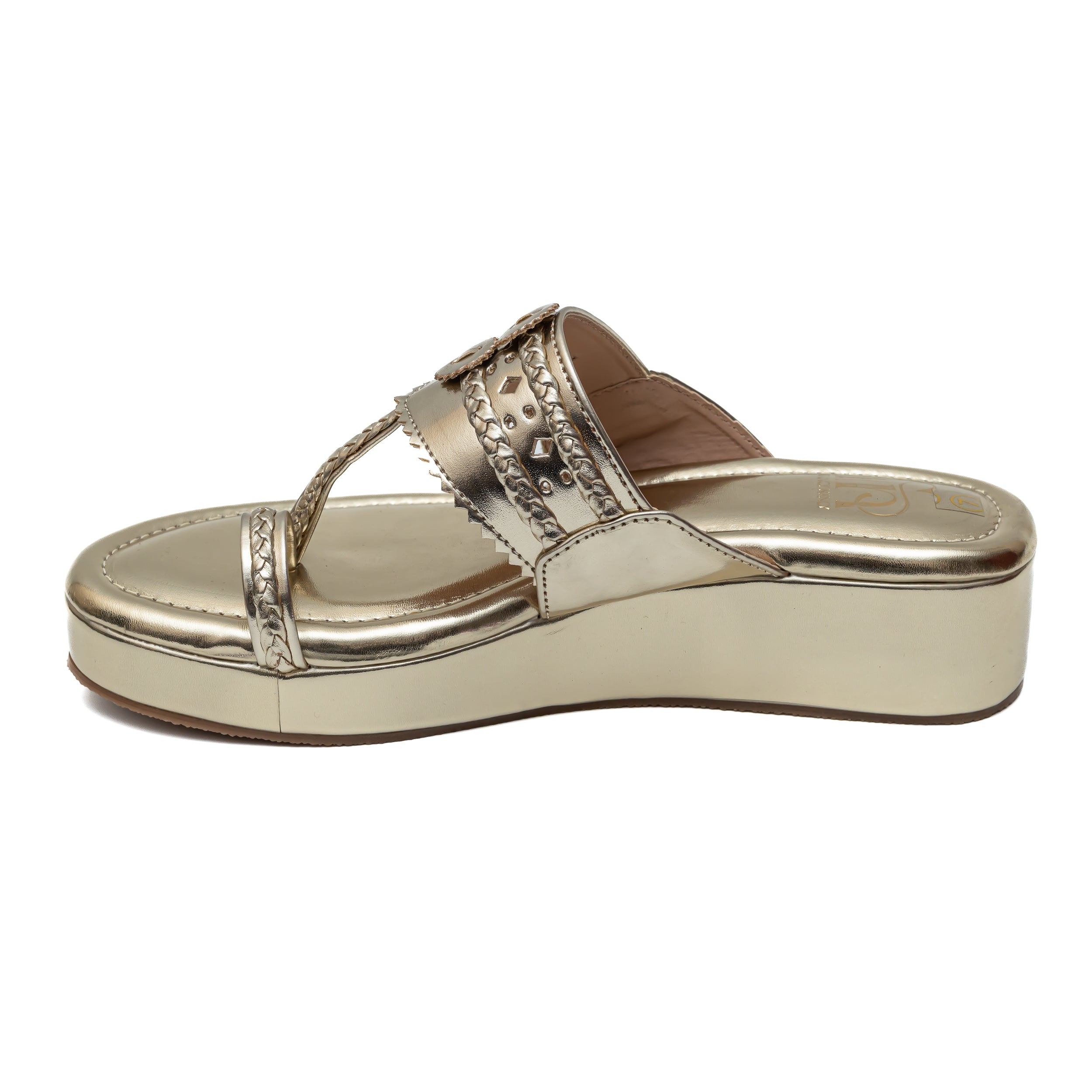 Traditional Kolhapuri Platforms - Gold