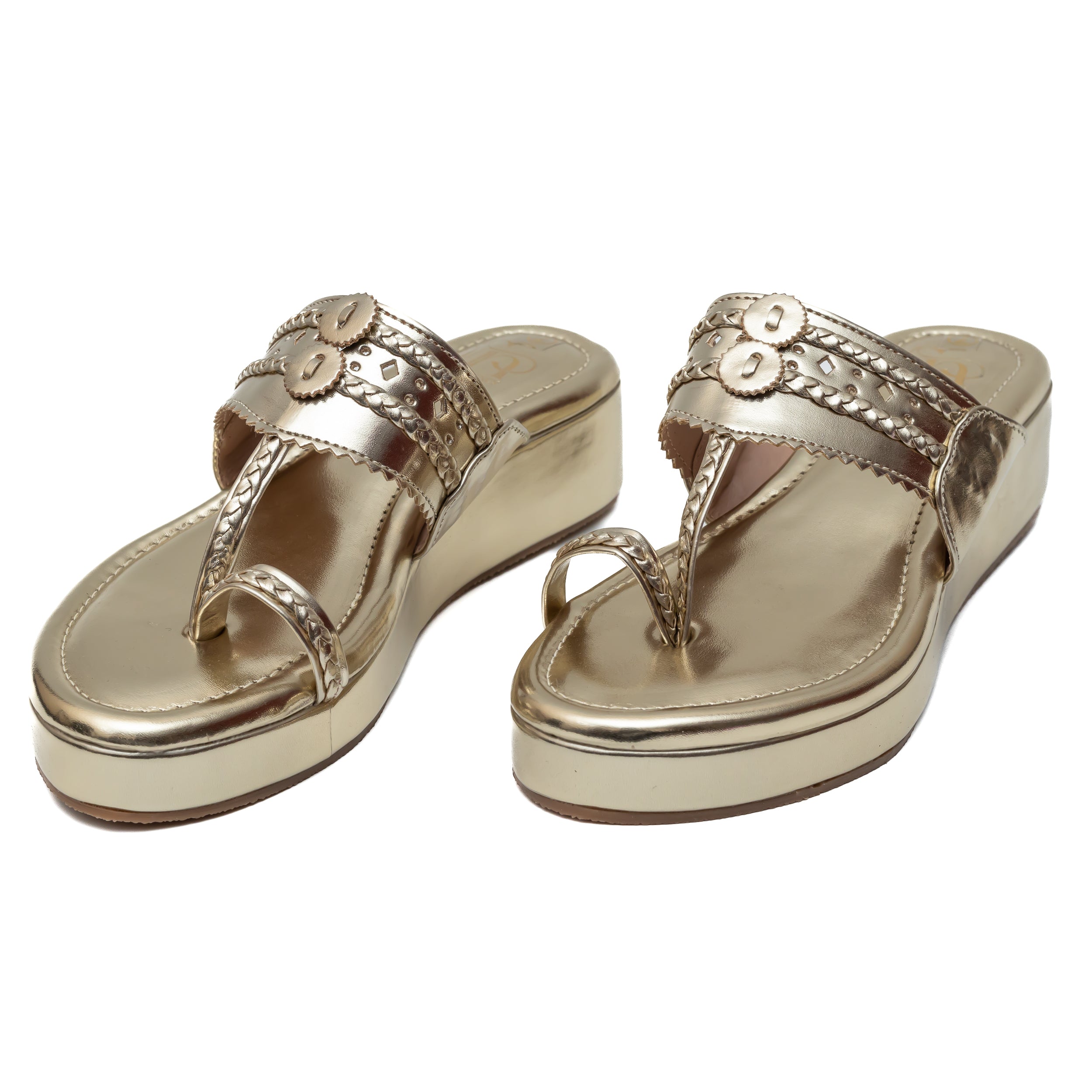 Traditional Kolhapuri Platforms - Gold
