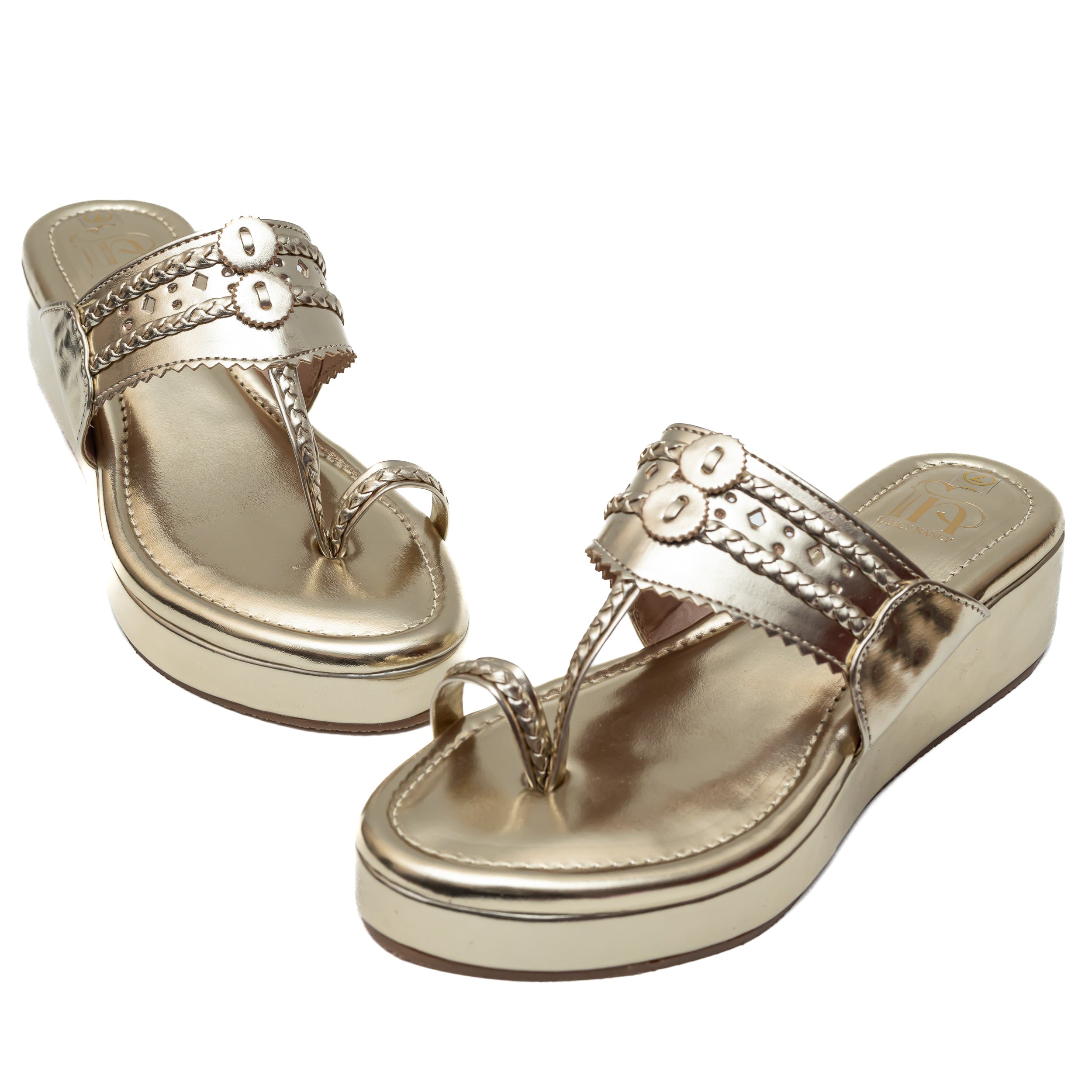 Traditional Kolhapuri Platforms - Gold