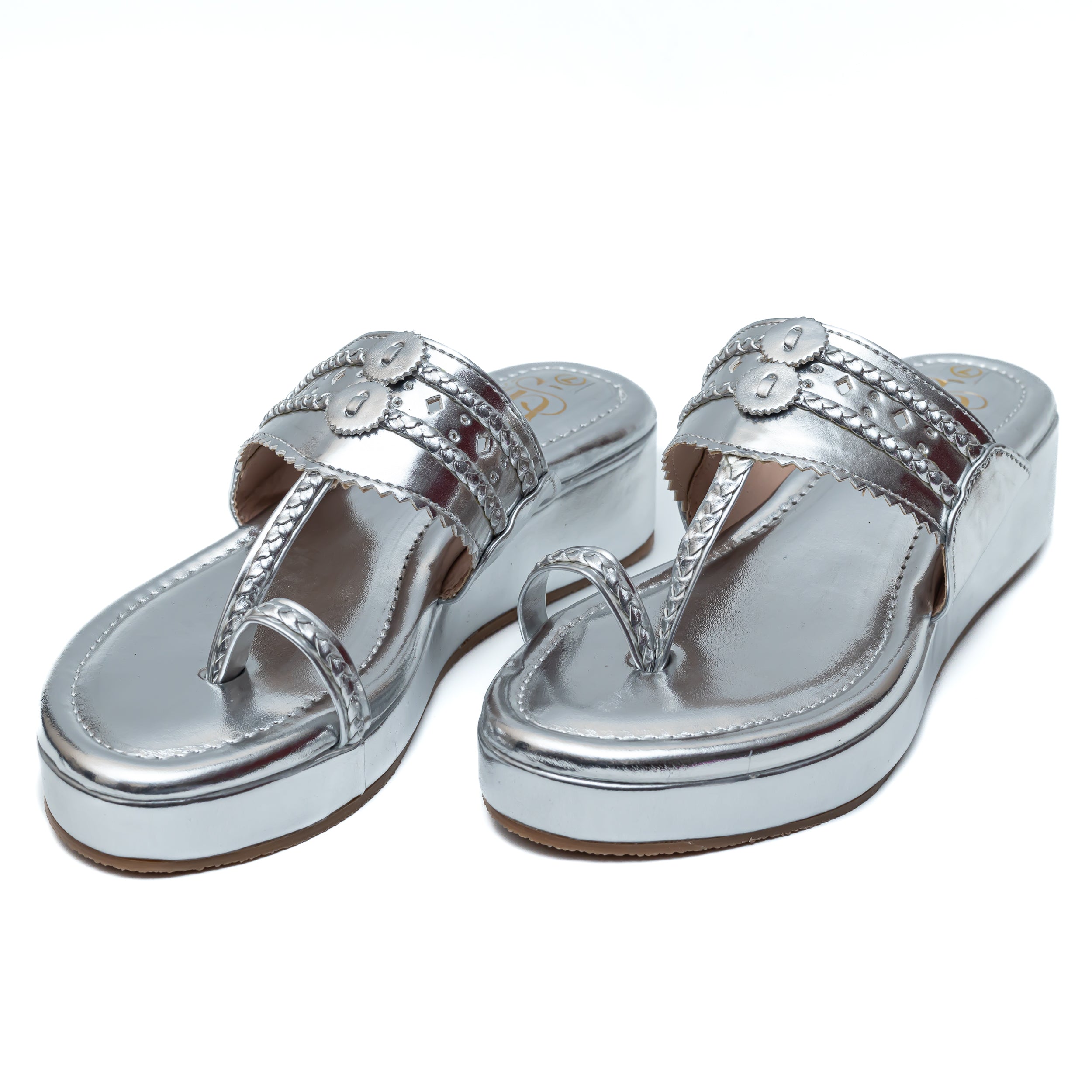 Traditional Kolhapuri Platforms - Silver