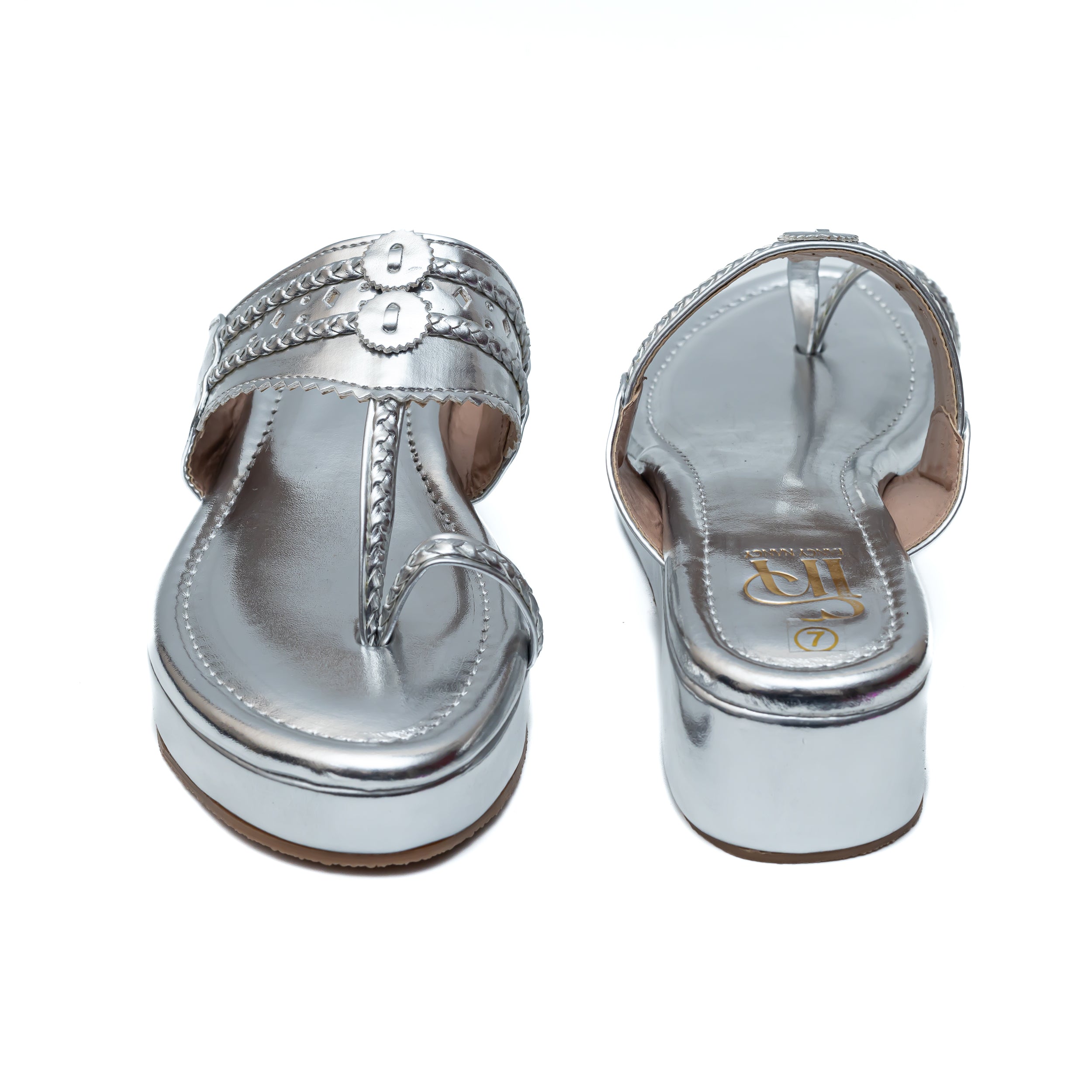 Traditional Kolhapuri Platforms - Silver