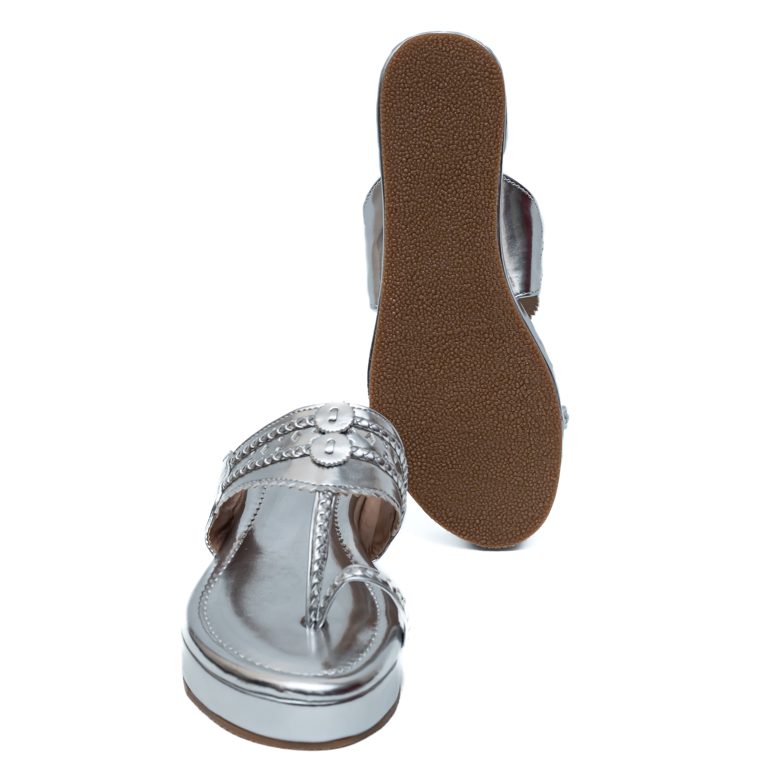 Traditional Kolhapuri Platforms - Silver